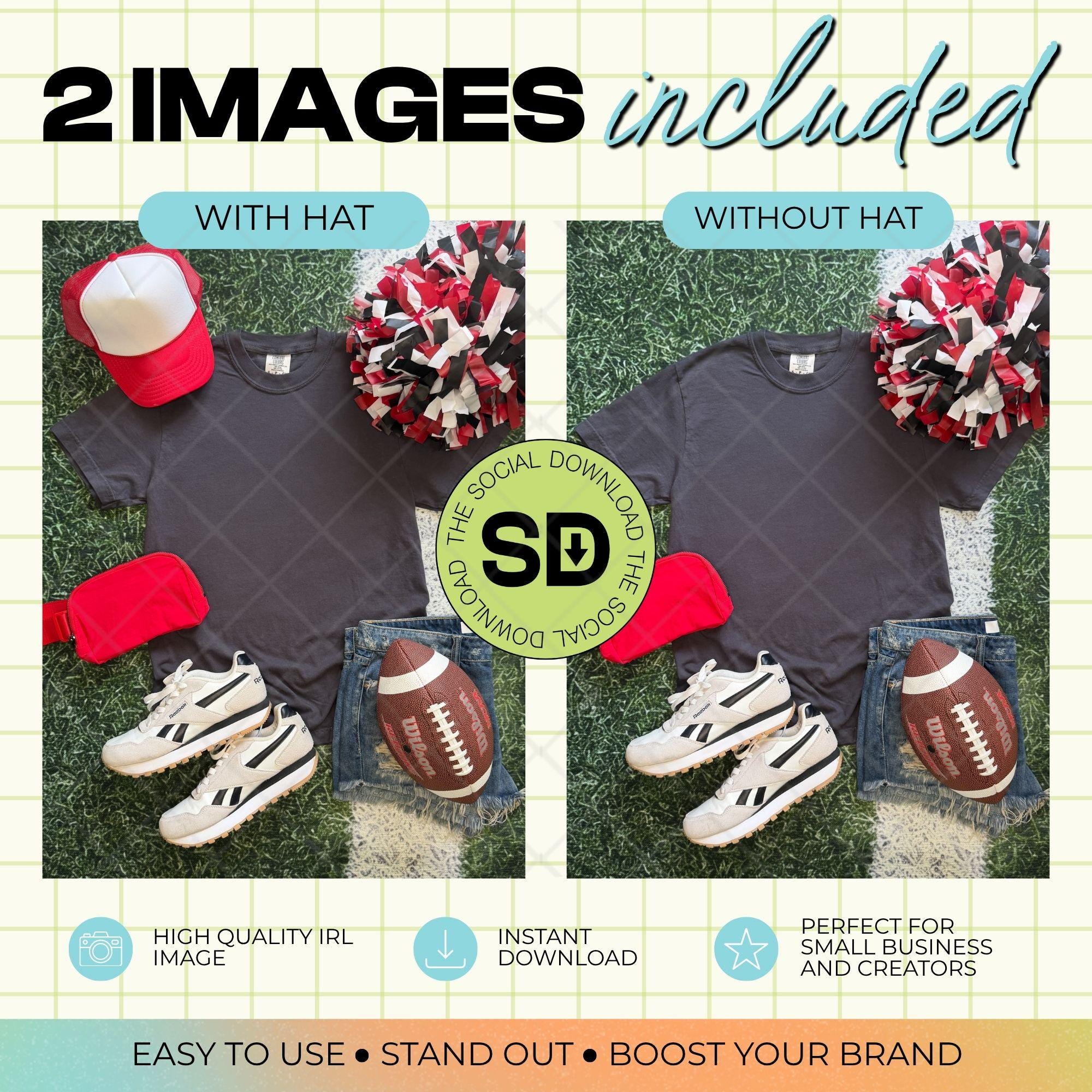 1717 Comfort Colors Graphite Football Mock Up- Red School Spirit Accessories (1717-CC-Graphite-FB-Red)