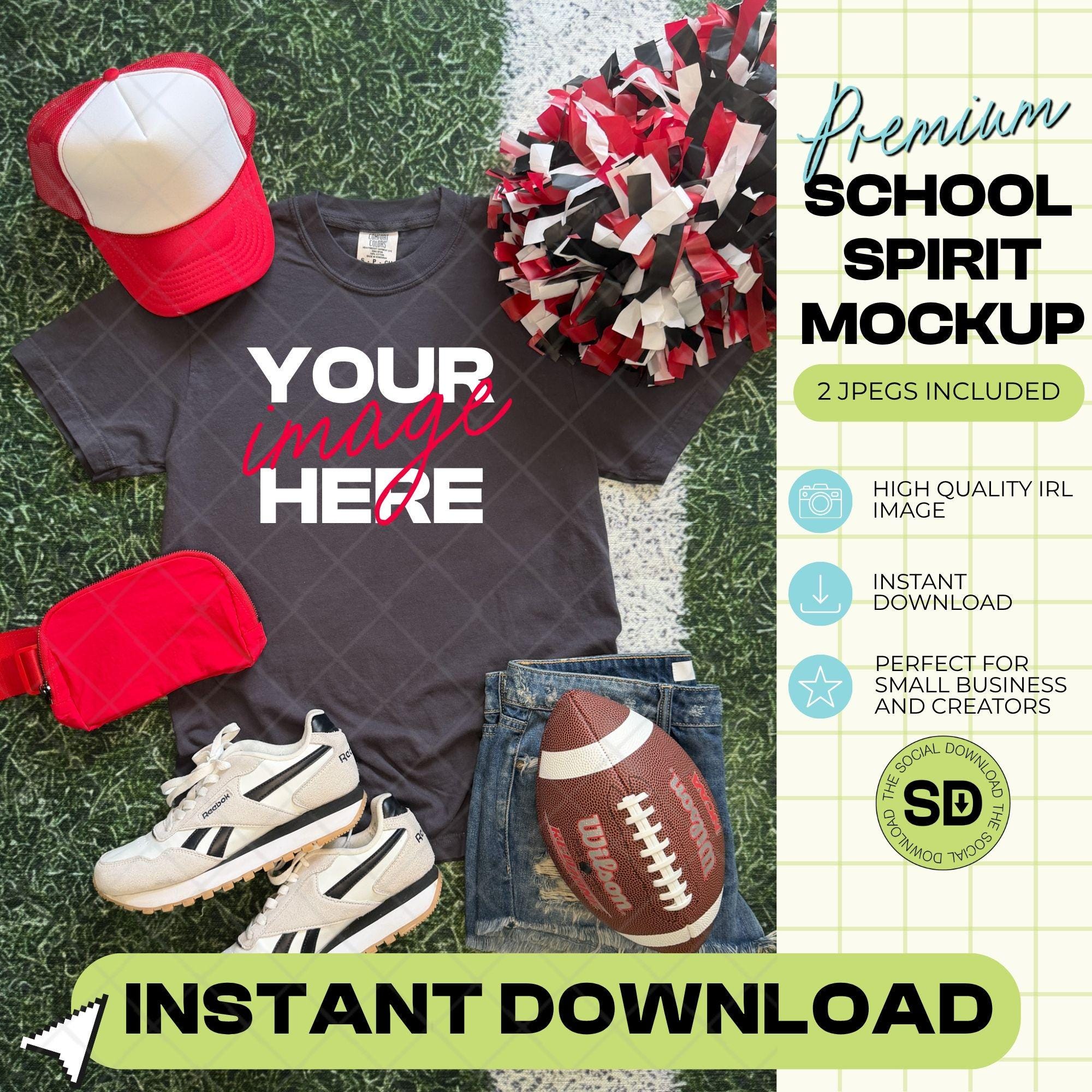 1717 Comfort Colors Graphite Football Mock Up- Red School Spirit Accessories (1717-CC-Graphite-FB-Red)