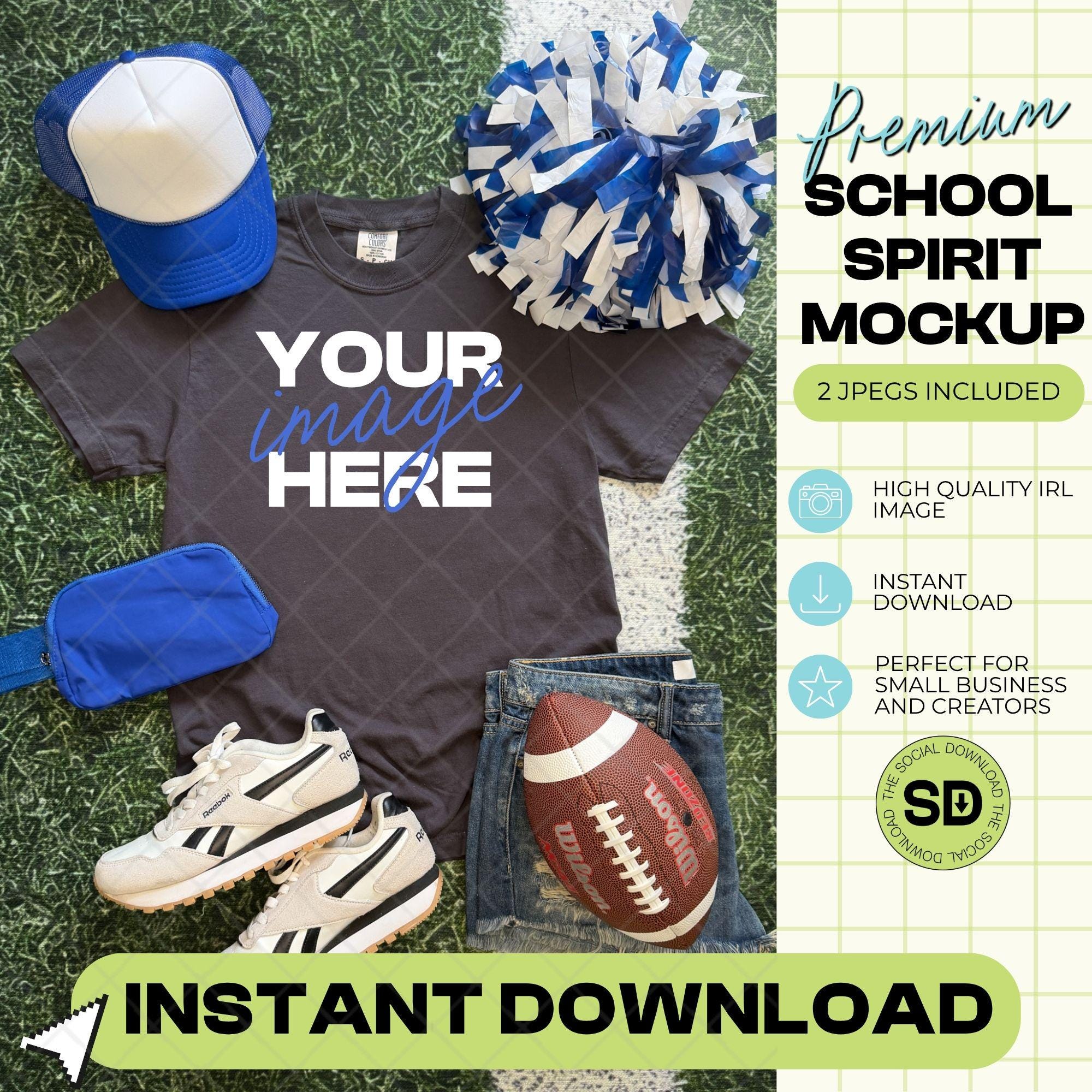 1717 Comfort Colors Graphite Football Mock Up- Red School Spirit Accessories (1717-CC-Graphite-FB-Royal)