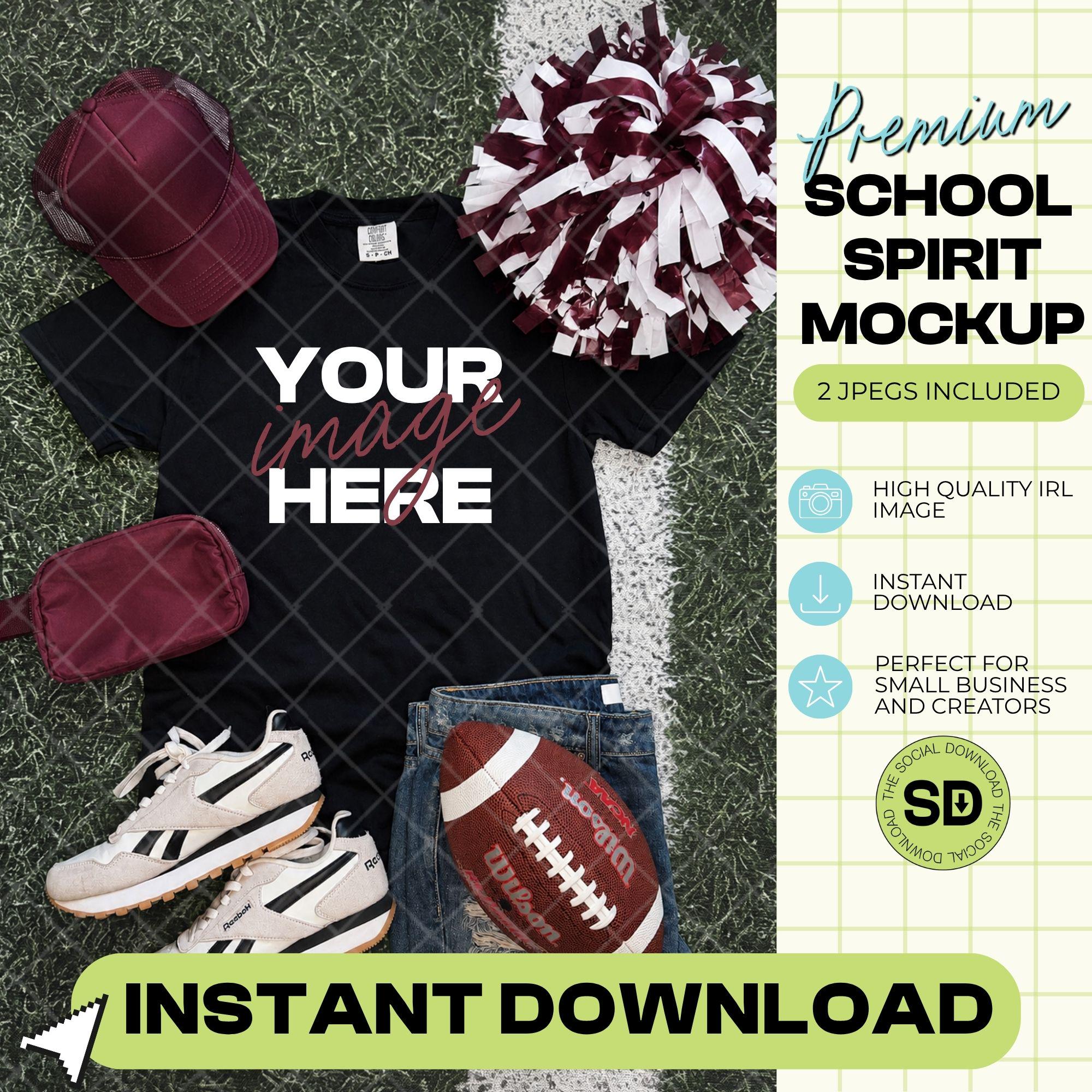 1717 Comfort Colors Black Football Mock Up- Maroon School Spirit Accessories (1717-CC-Black-FB-Maroon)