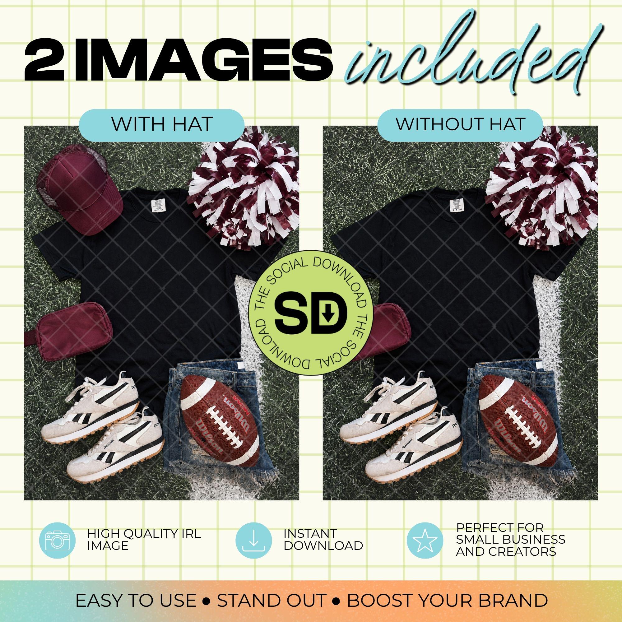 1717 Comfort Colors Black Football Mock Up- Maroon School Spirit Accessories (1717-CC-Black-FB-Maroon)