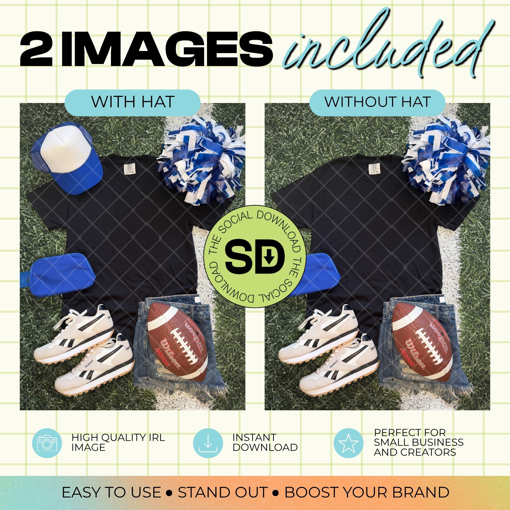 1717 Comfort Colors Black Football Mock Up- Royal School Spirit Accessories (1717-CC-Black-FB-Royal)