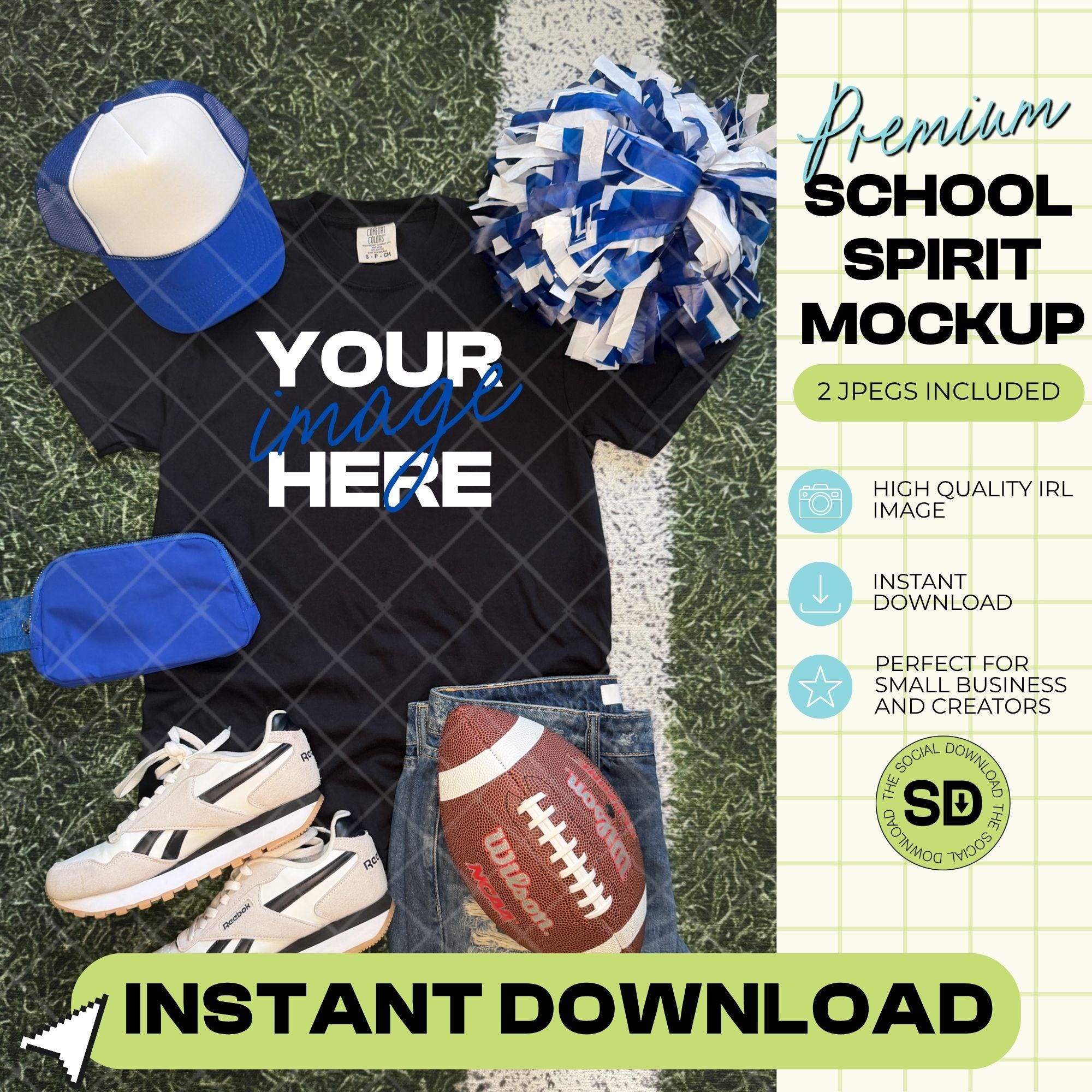 1717 Comfort Colors Black Football Mock Up- Royal School Spirit Accessories (1717-CC-Black-FB-Royal)