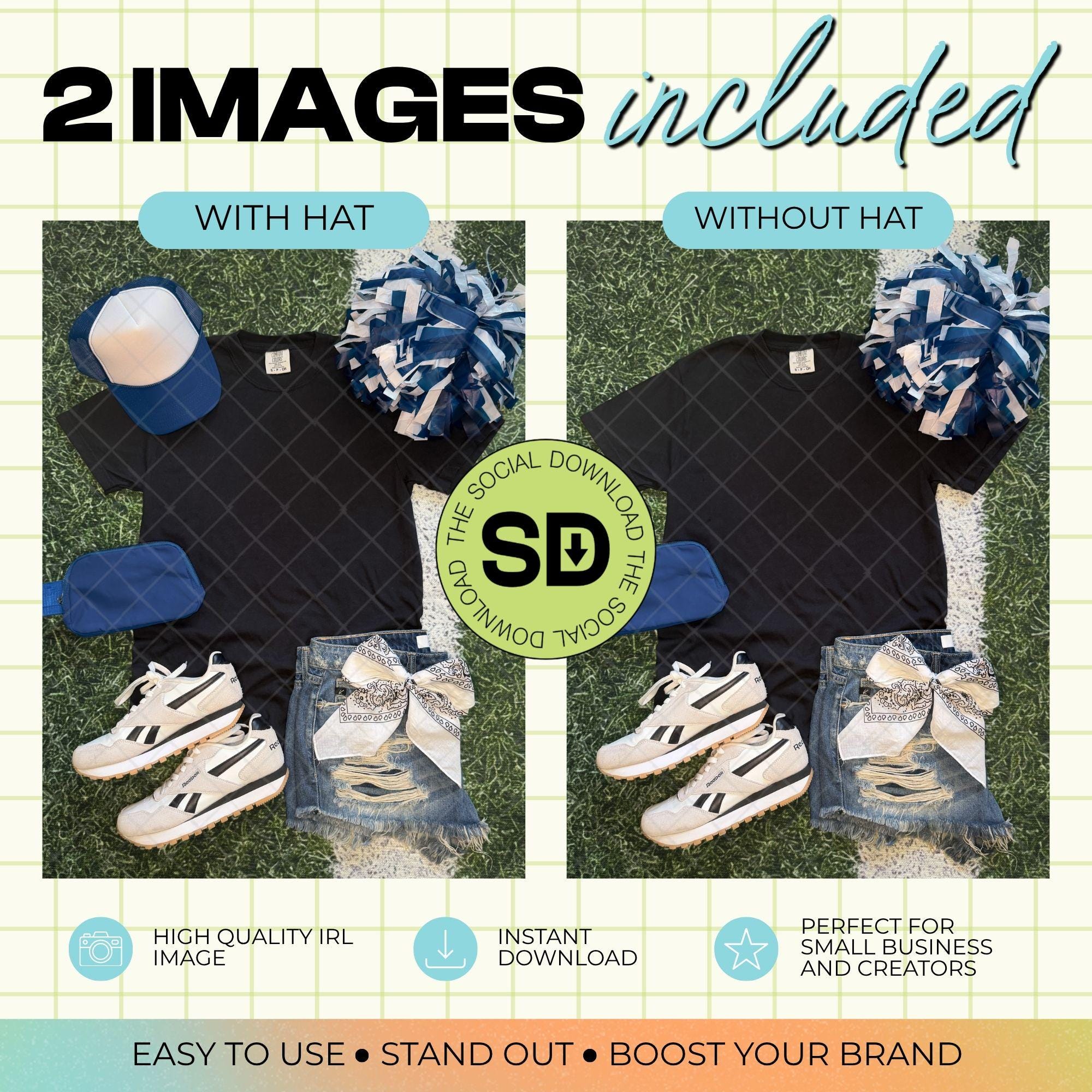 1717 Comfort Colors Black Mock Up- Navy School Spirit Accessories (1717-CC-Black-GSW-Navy)