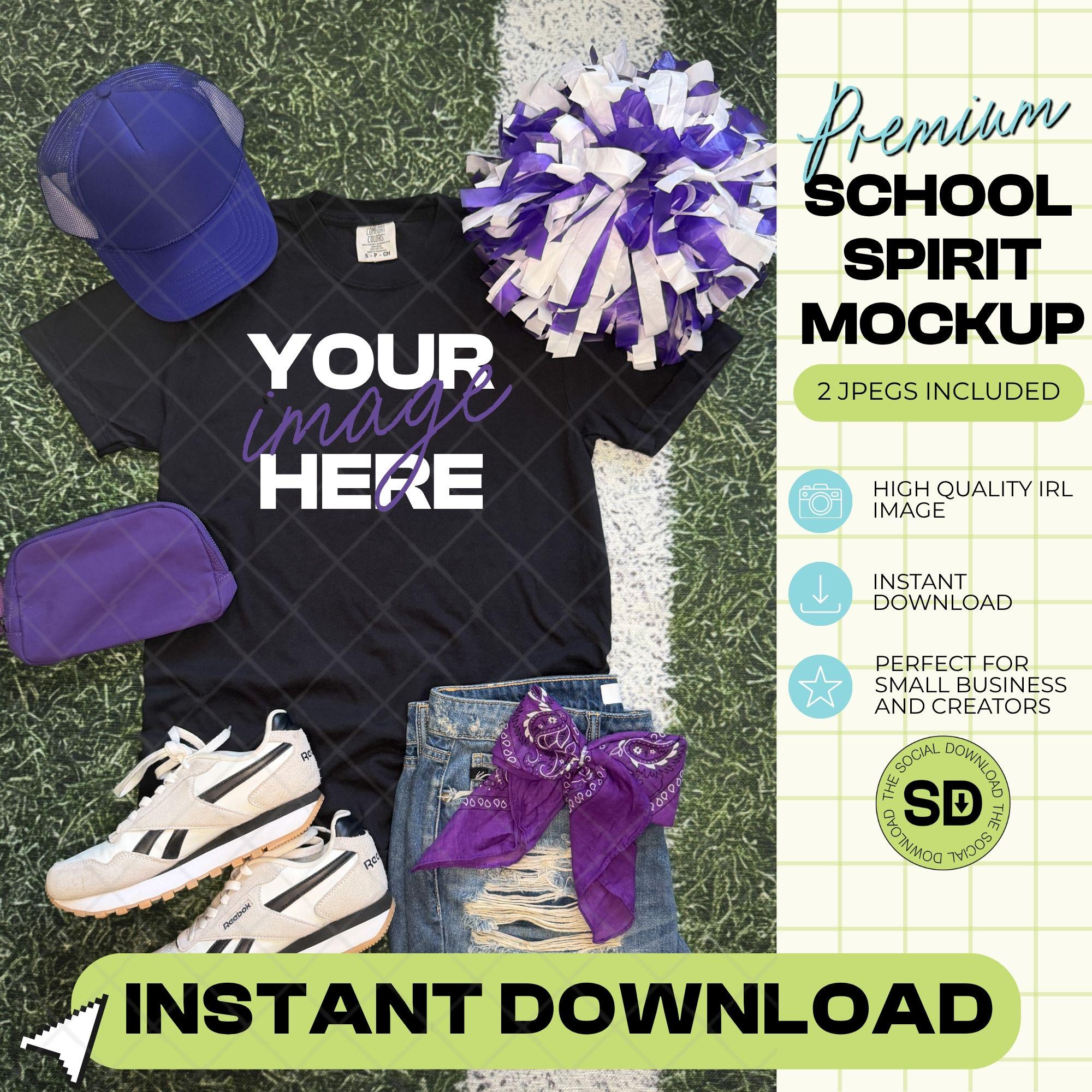 1717 Comfort Colors Black Mock Up- Purple School Spirit Accessories (1717-CC-Black-GSW-Purple)