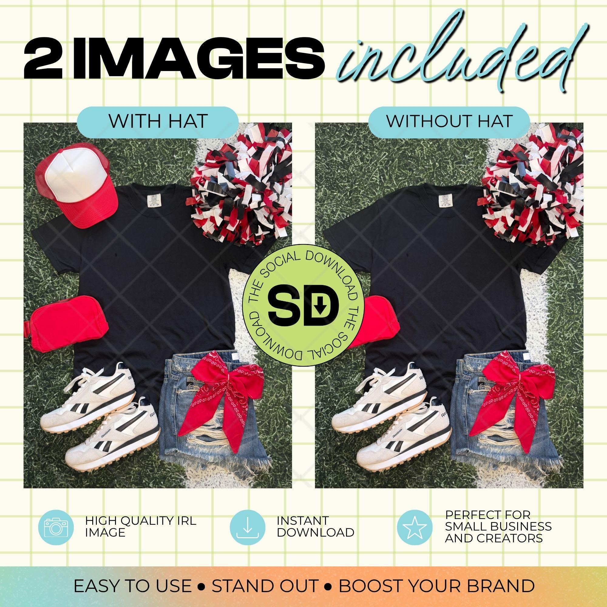 1717 Comfort Colors Black Mock Up- Red School Spirit Accessories (1717-CC-Black-GSW-Red)