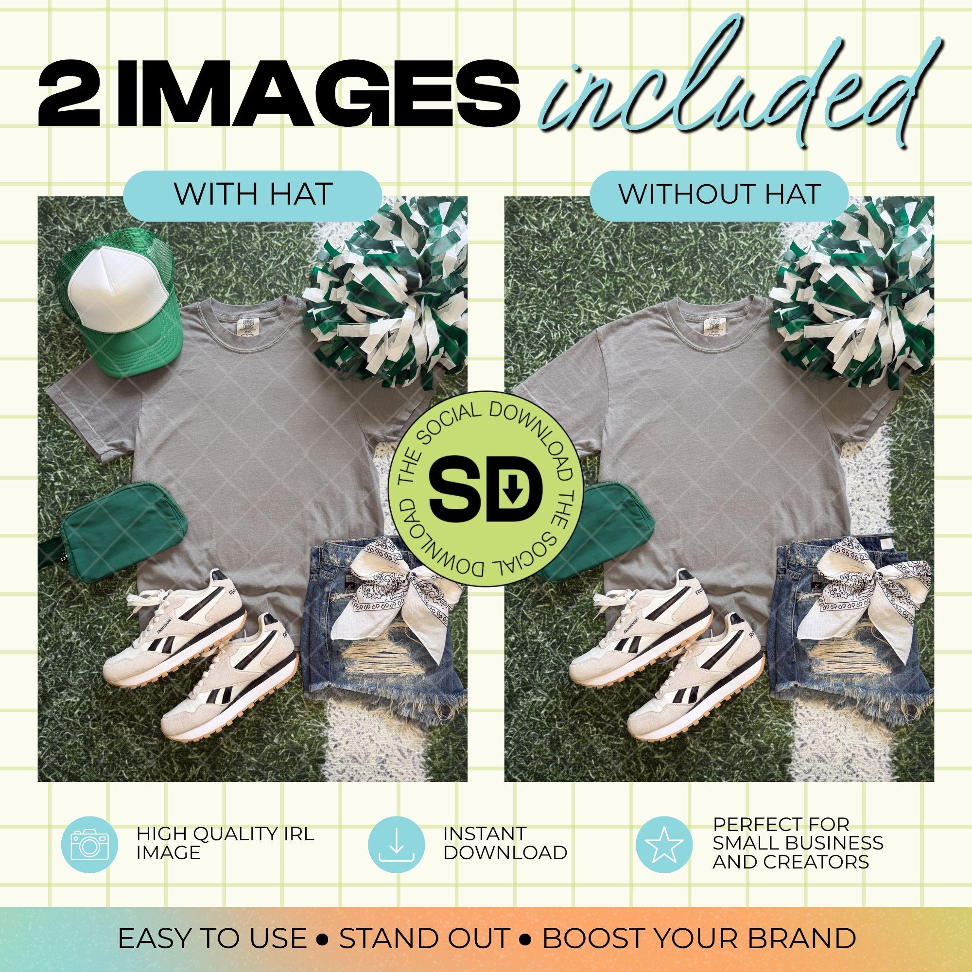 1717 Comfort Colors Grey Mock Up- Kelly School Spirit Accessories (1717-CC-Grey-GSW-Kelly)