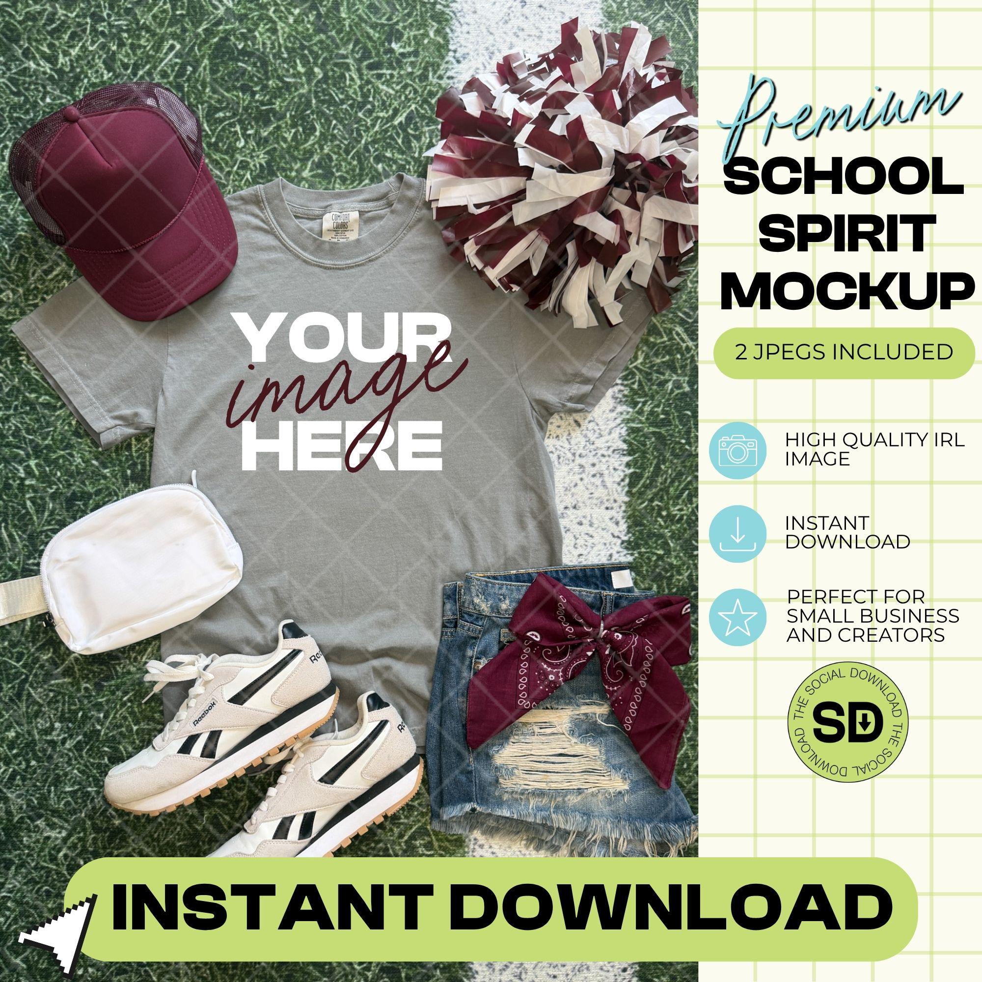 1717 Comfort Colors Grey Mock Up- Maroon School Spirit Accessories (1717-CC-Grey-GSW-Maroon)