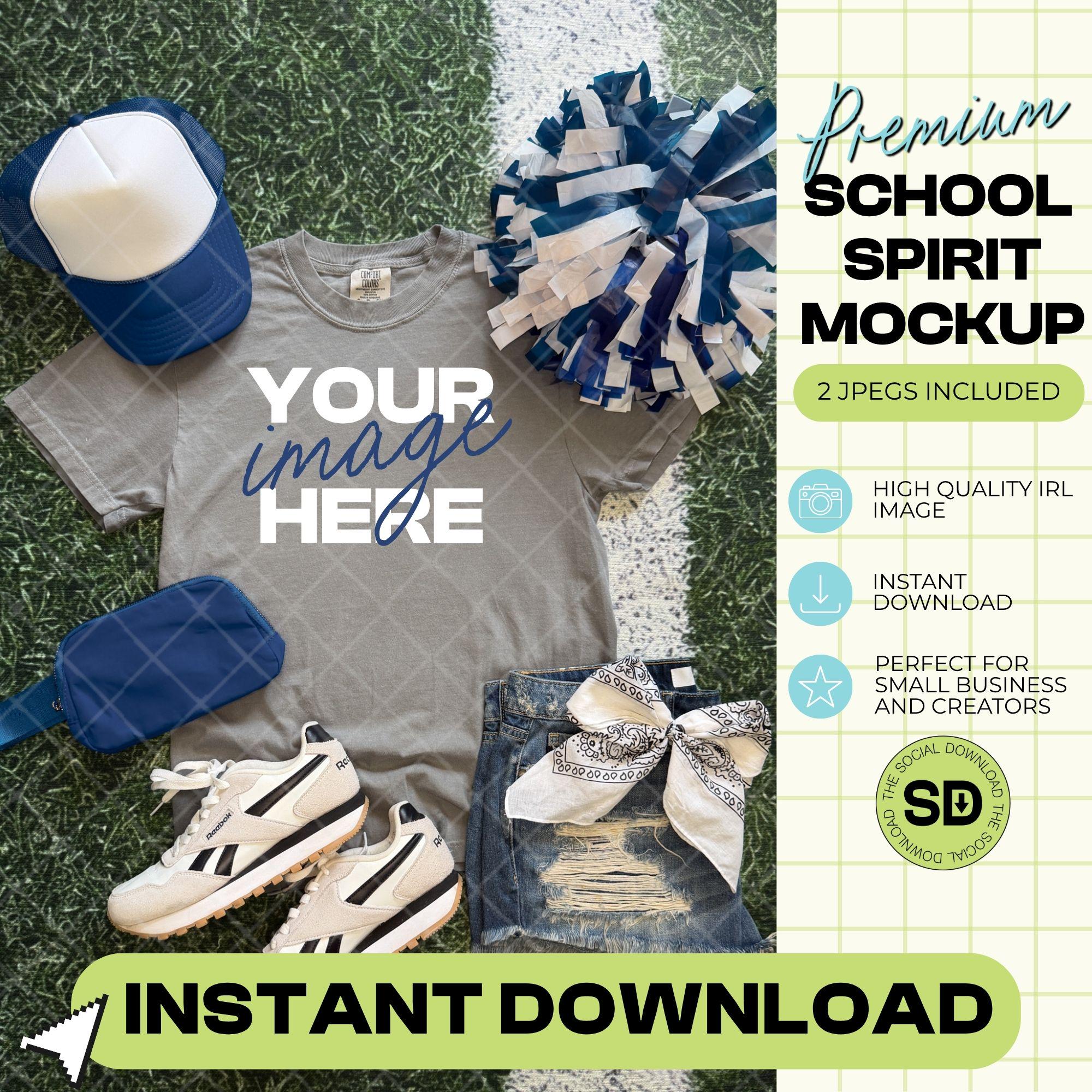 1717 Comfort Colors Grey Mock Up- Navy School Spirit Accessories (1717-CC-Grey-GSW-Navy)