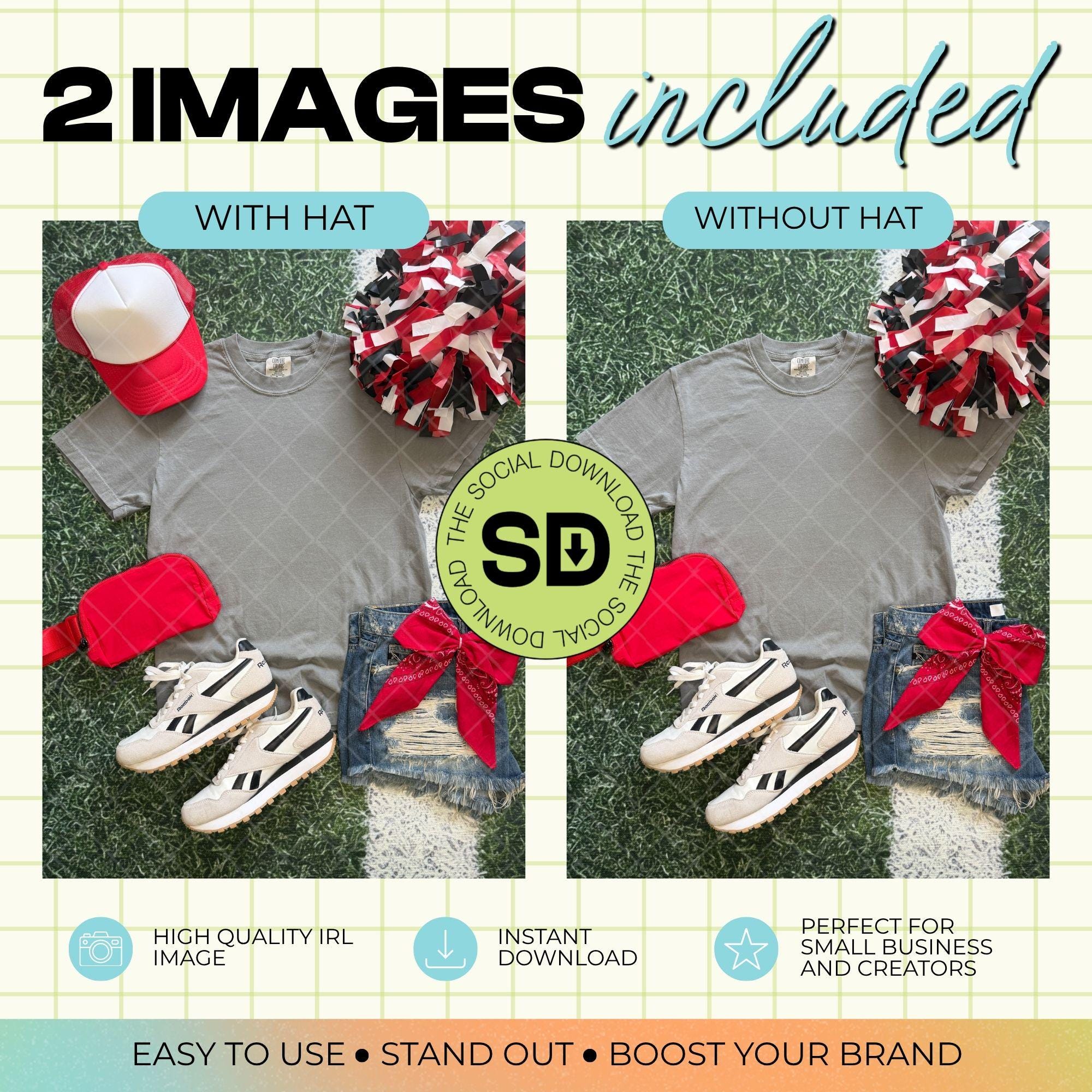 1717 Comfort Colors Grey Mock Up- Red School Spirit Accessories-(1717-CC-Grey-GSW-Red)
