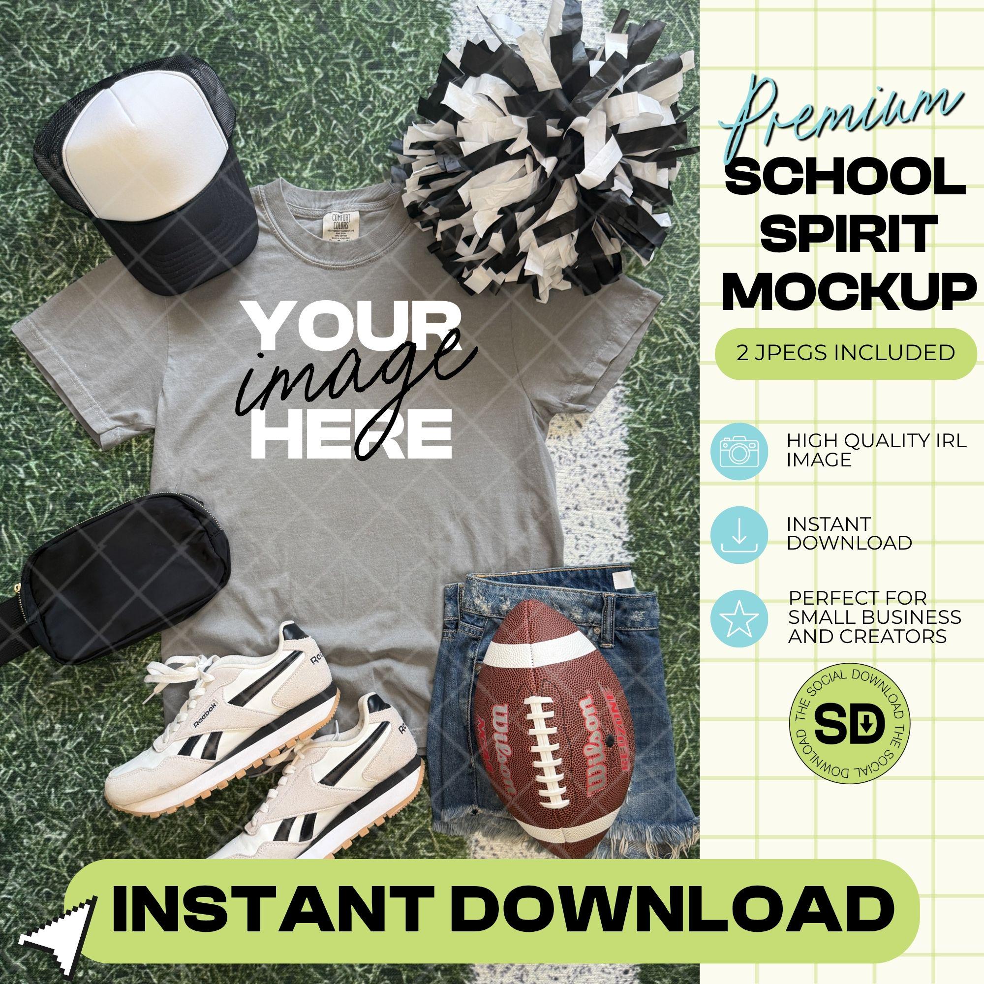 1717 Comfort Colors Grey Football Mock Up- Black School Spirit Accessories (1717-CC-Grey-FB-Black)