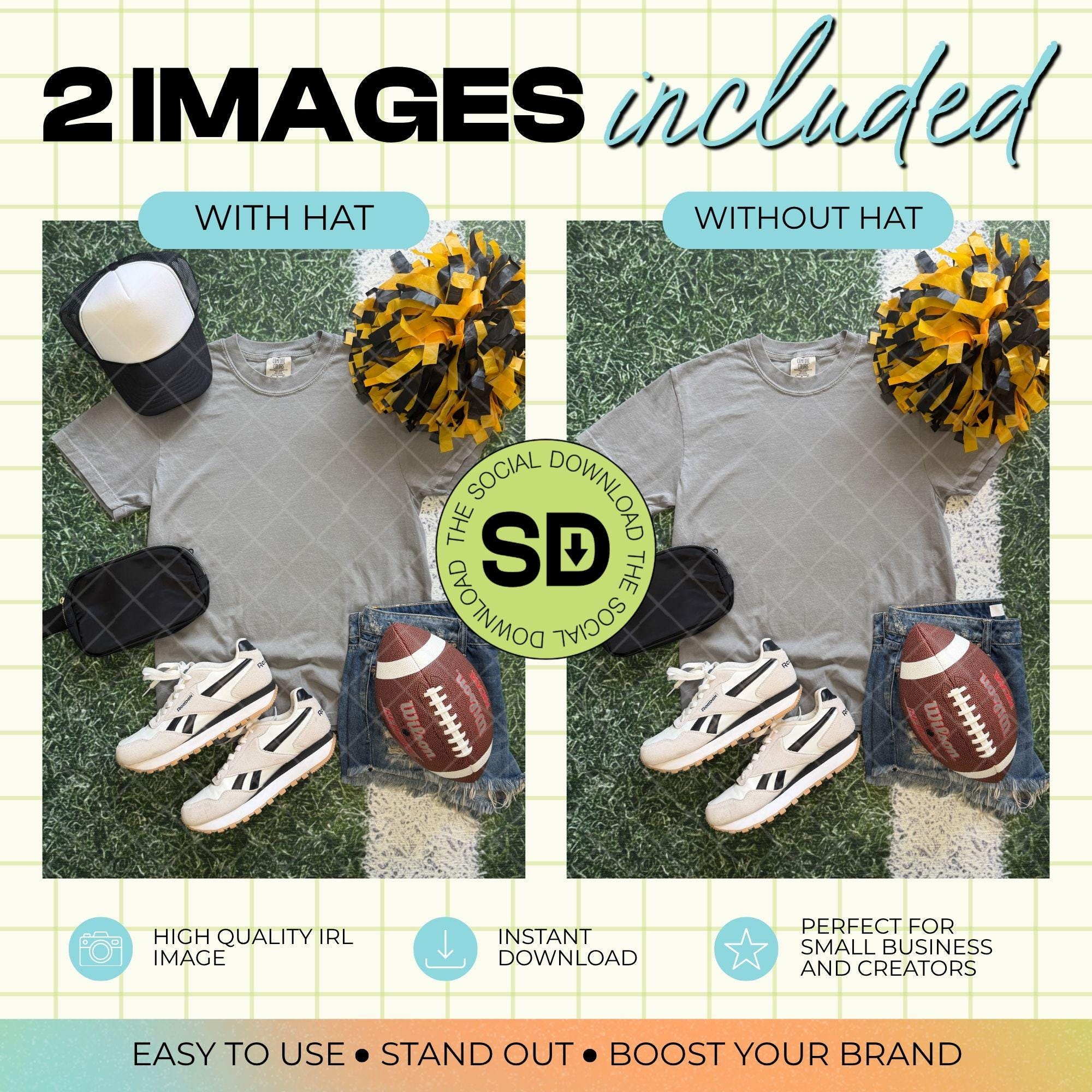 1717 Comfort Colors Grey Football Mock Up- Gold School Spirit Accessories(1717-CC-Grey-FB-Gold)
