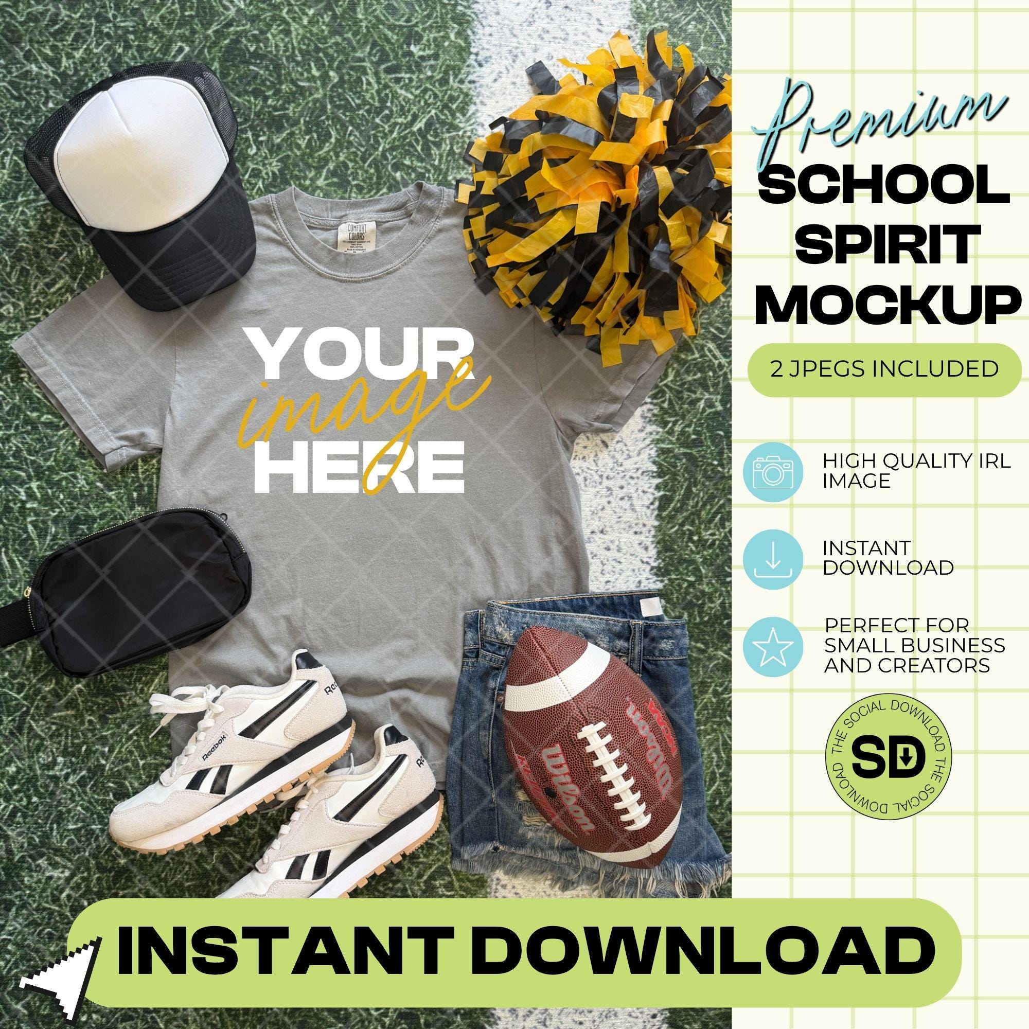 1717 Comfort Colors Grey Football Mock Up- Gold School Spirit Accessories(1717-CC-Grey-FB-Gold)