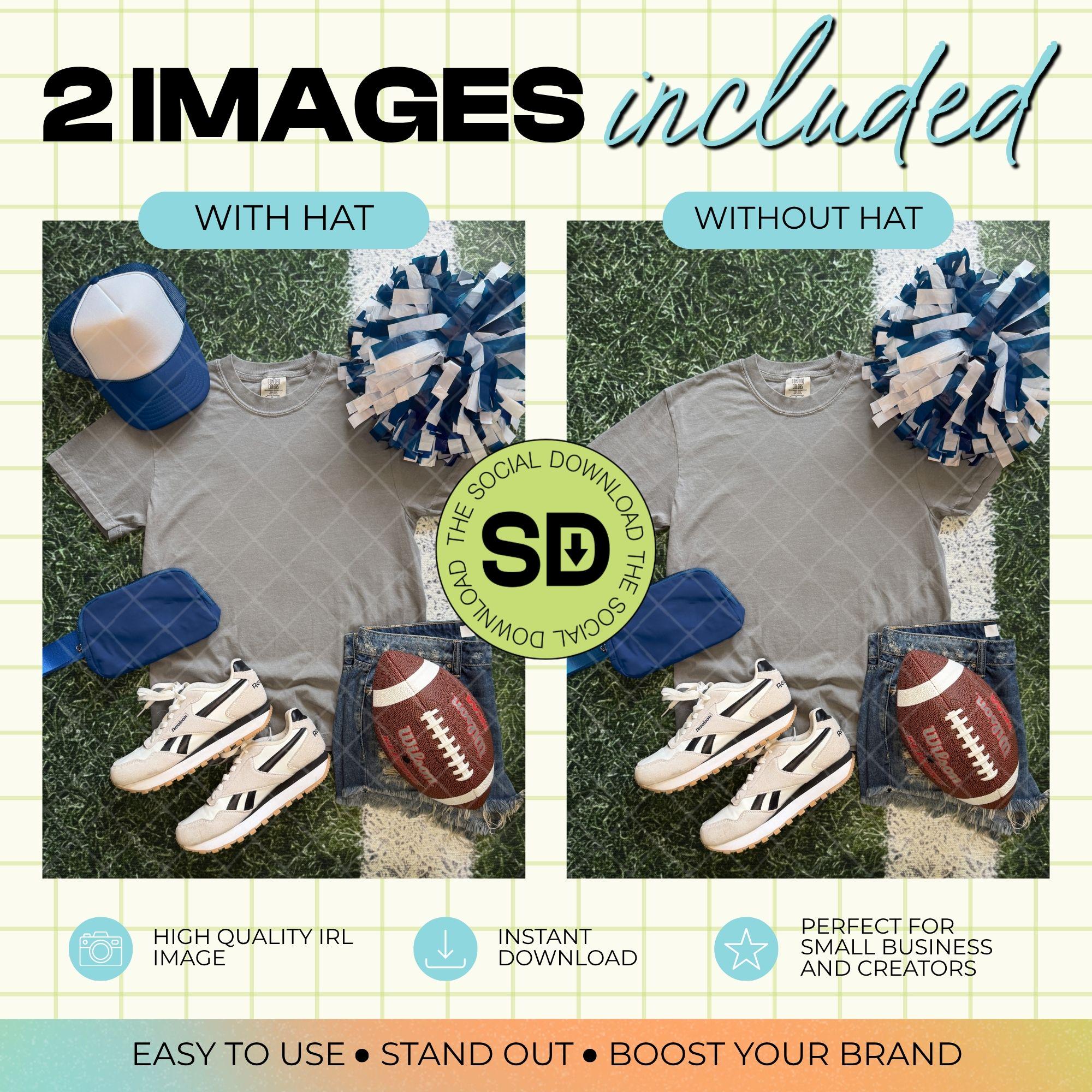 1717 Comfort Colors Grey Football Mock Up- Navy School Spirit Accessories (1717-CC-Grey-FB-Navy)