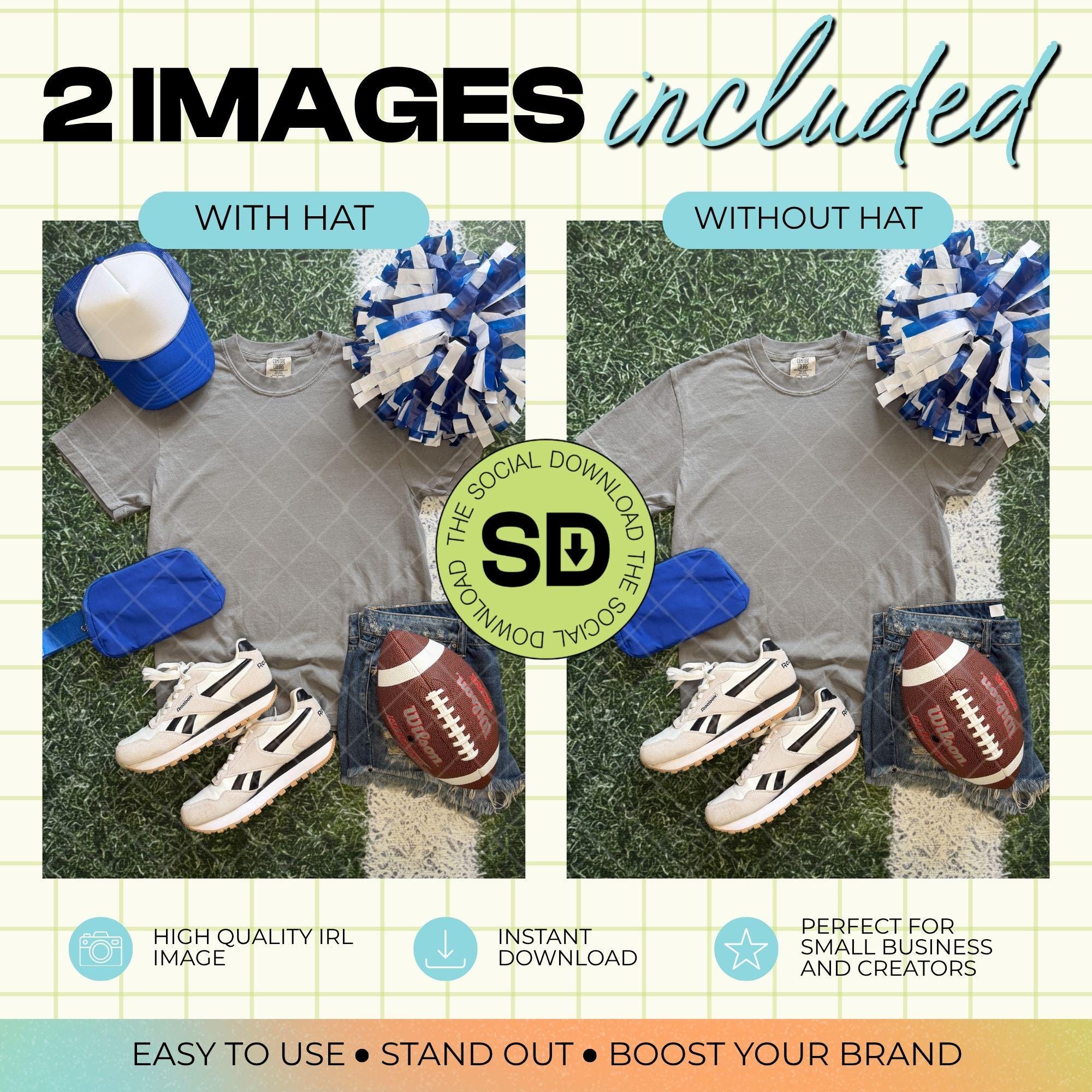 1717 Comfort Colors Grey Football Mock Up- Royal School Spirit Accessories (1717-CC-Grey-FB-Royal)