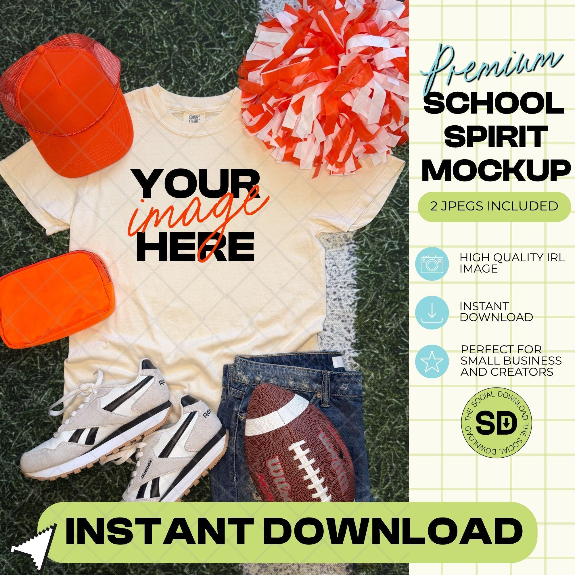 1717 Comfort Colors Ivory Football Mock Up- Orange School Spirit Accessories  (1717-CC-Ivory-FB-Orange)
