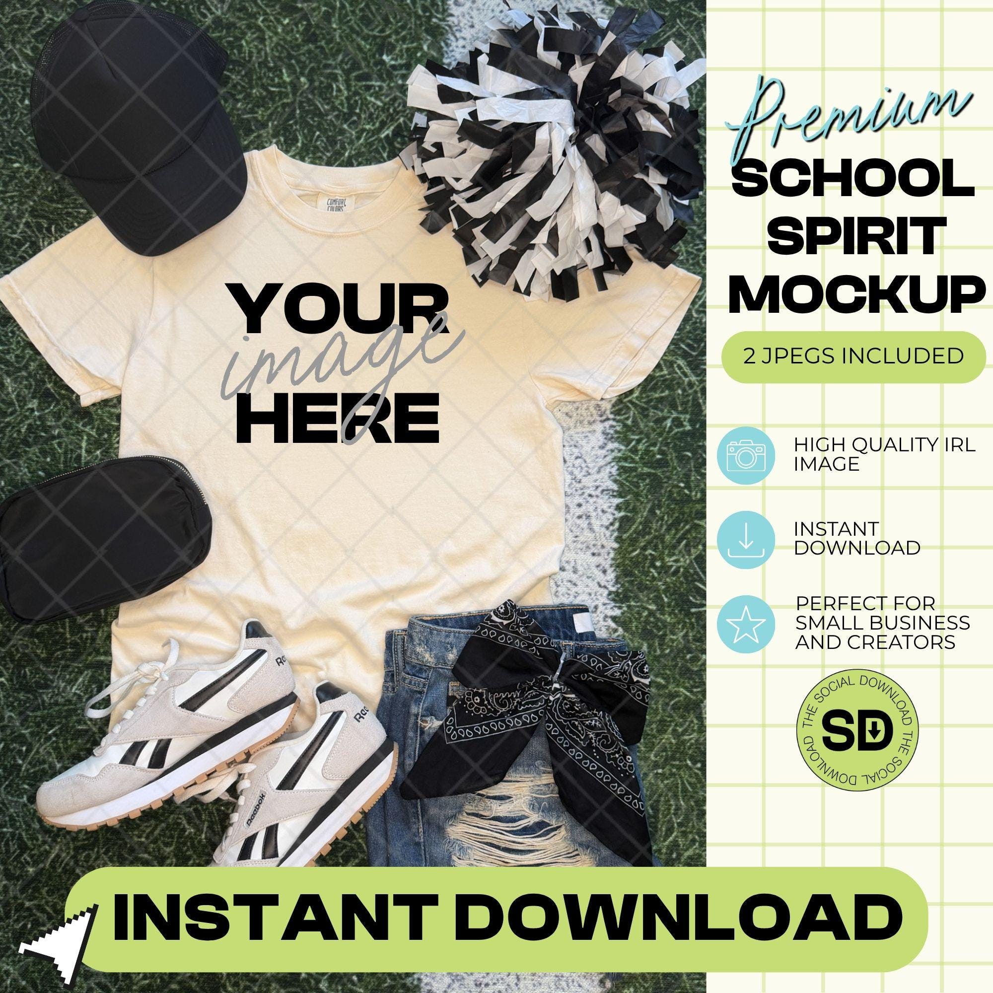 1717 Comfort Colors Ivory Mock Up- Black School Spirit Accessories  (1717-CC-Ivory-GSW-Black)