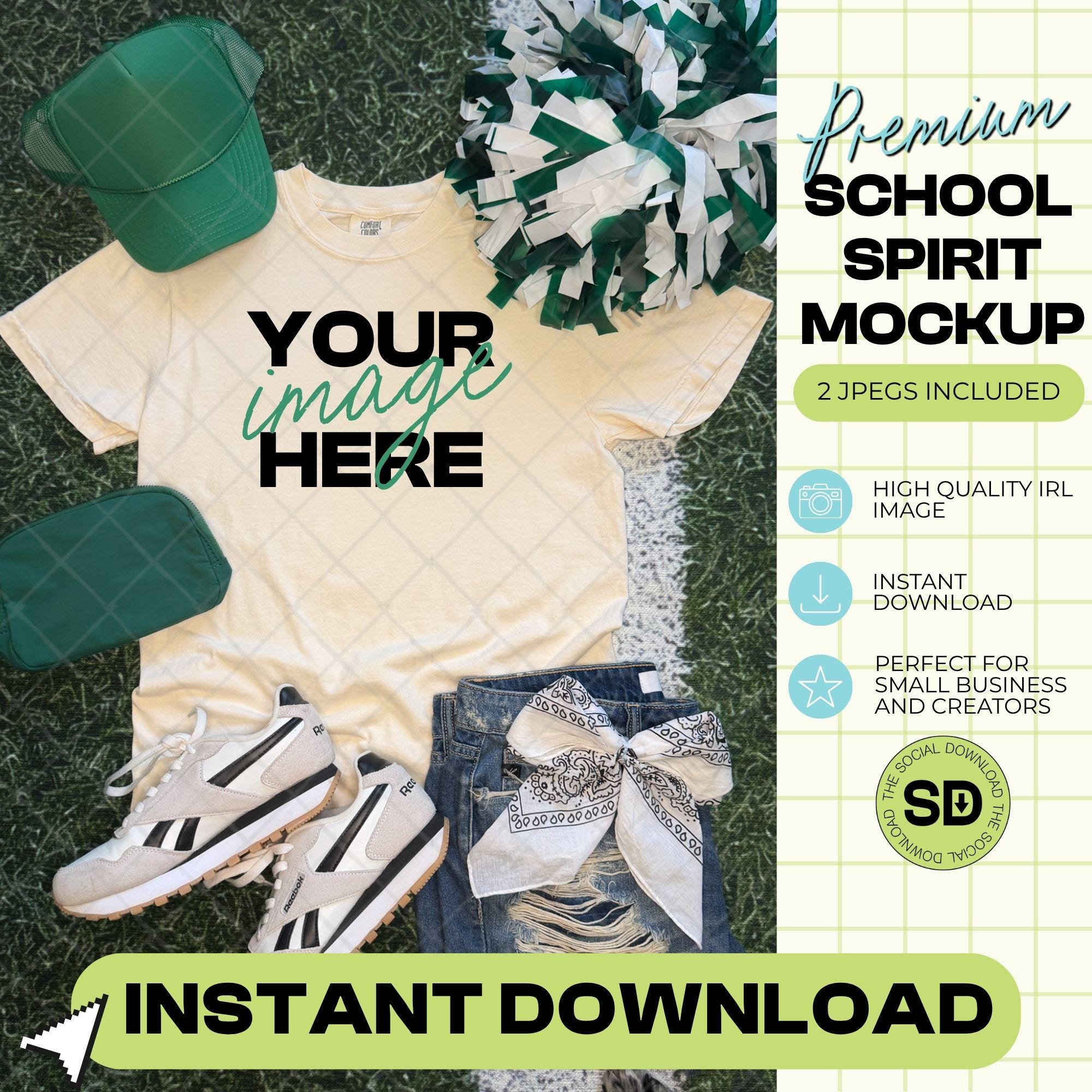 1717 Comfort Colors Ivory Mock Up- Kelly School Spirit Accessories (1717-CC-Ivory-GSW-Kelly)