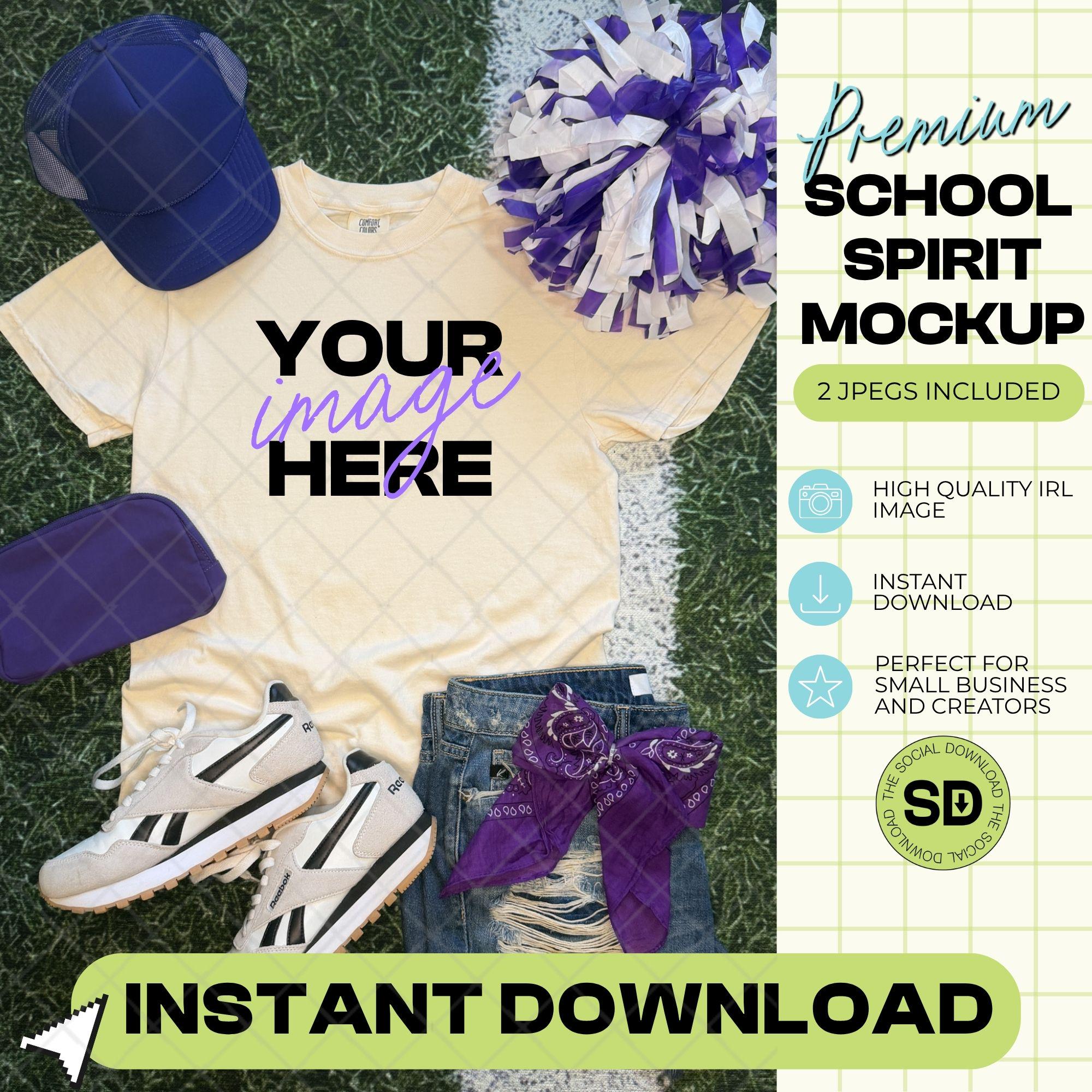 1717 Comfort Colors Ivory Mock Up- Purple School Spirit Accessories (1717-CC-Ivory-GSW-Purple)