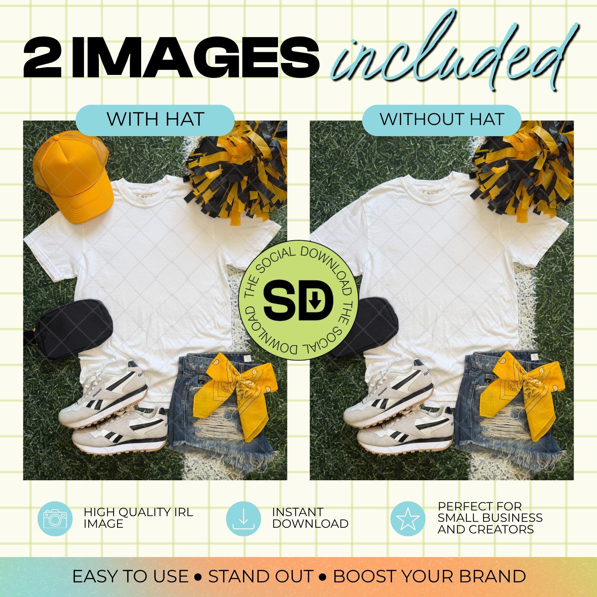 1717 Comfort Colors White Mock Up- Gold School Spirit Accessories (1717-CC-White-GSW-Gold)