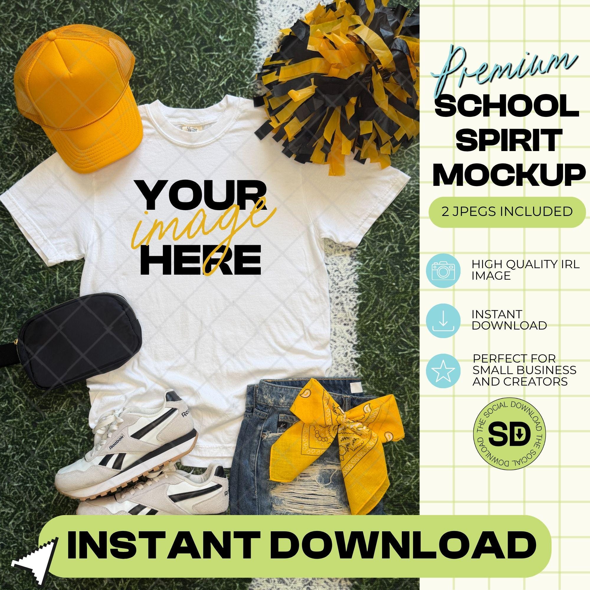 1717 Comfort Colors White Mock Up- Gold School Spirit Accessories (1717-CC-White-GSW-Gold)