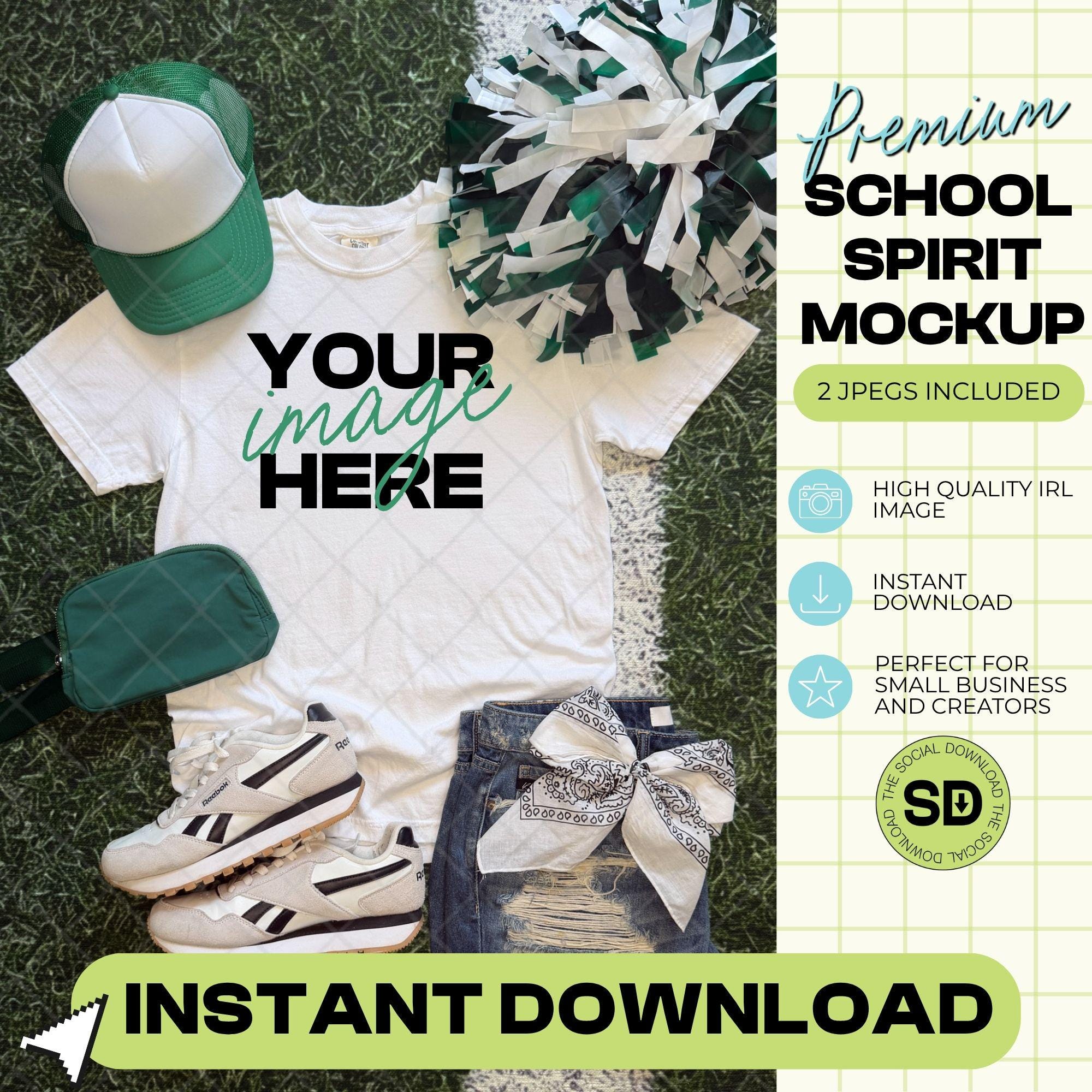 1717 Comfort Colors White Mock Up- Kelly School Spirit Accessories (1717-CC-White-GSW-Kelly)