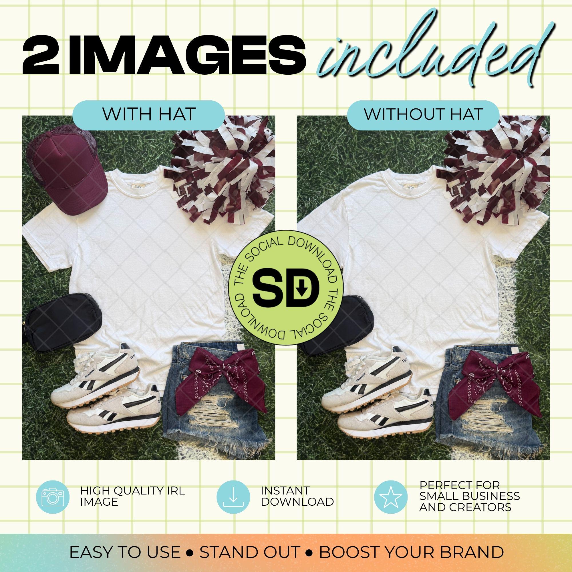 1717 Comfort Colors White Mock Up- Maroon School Spirit Accessories (1717-CC-White-GSW-Maroon)