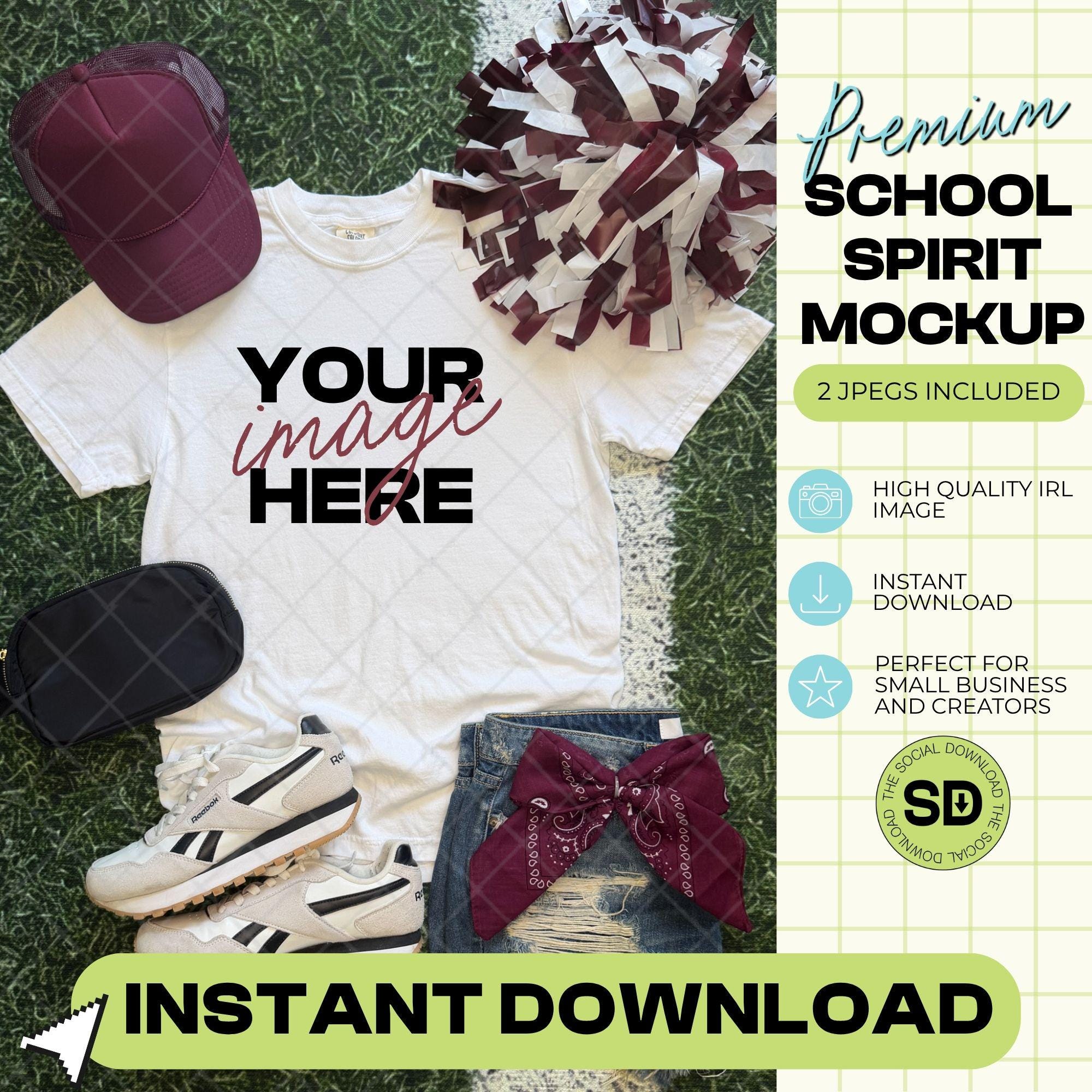 1717 Comfort Colors White Mock Up- Maroon School Spirit Accessories (1717-CC-White-GSW-Maroon)