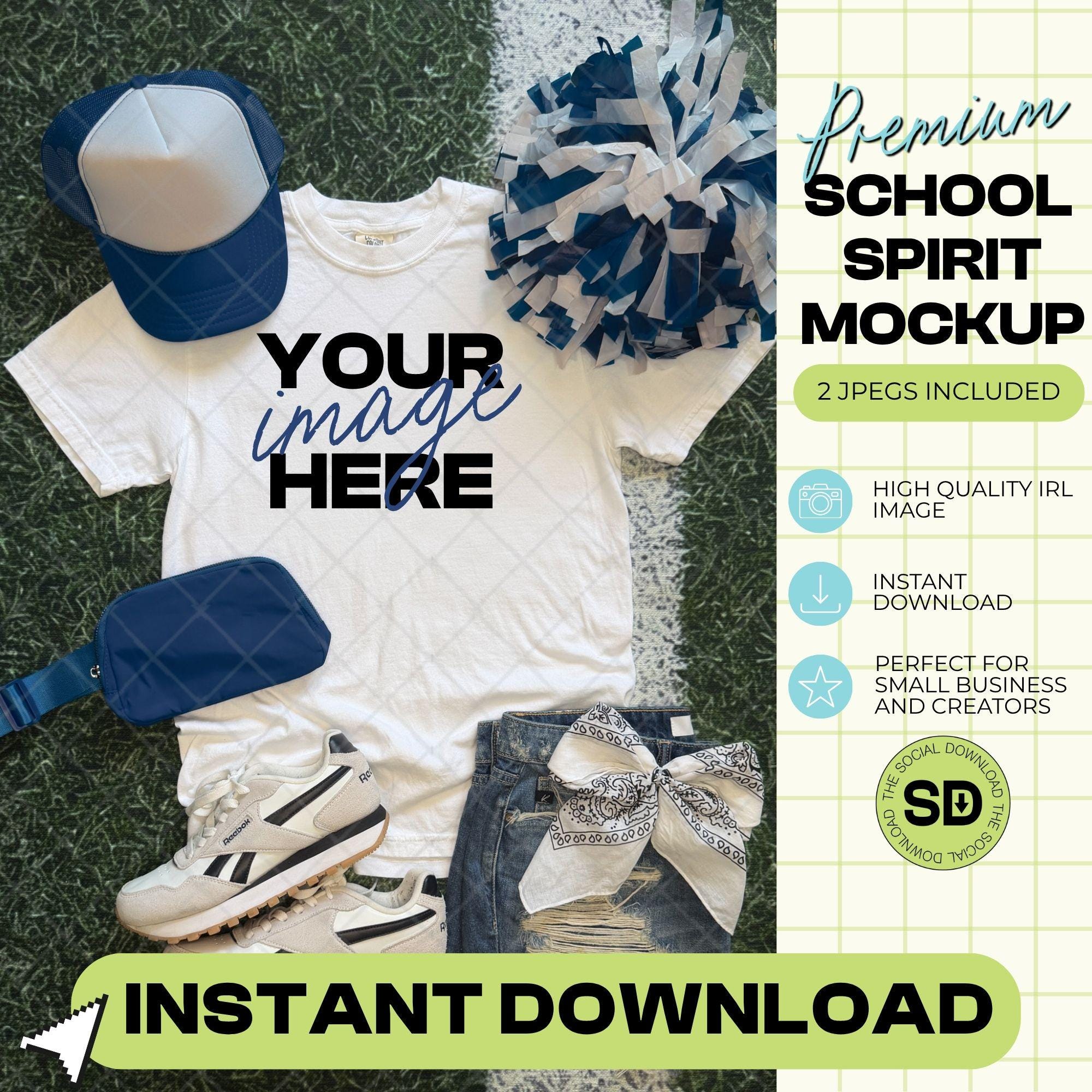 1717 Comfort Colors White Mock Up- Navy School Spirit Accessories (1717-CC-White-GSW-Navy)