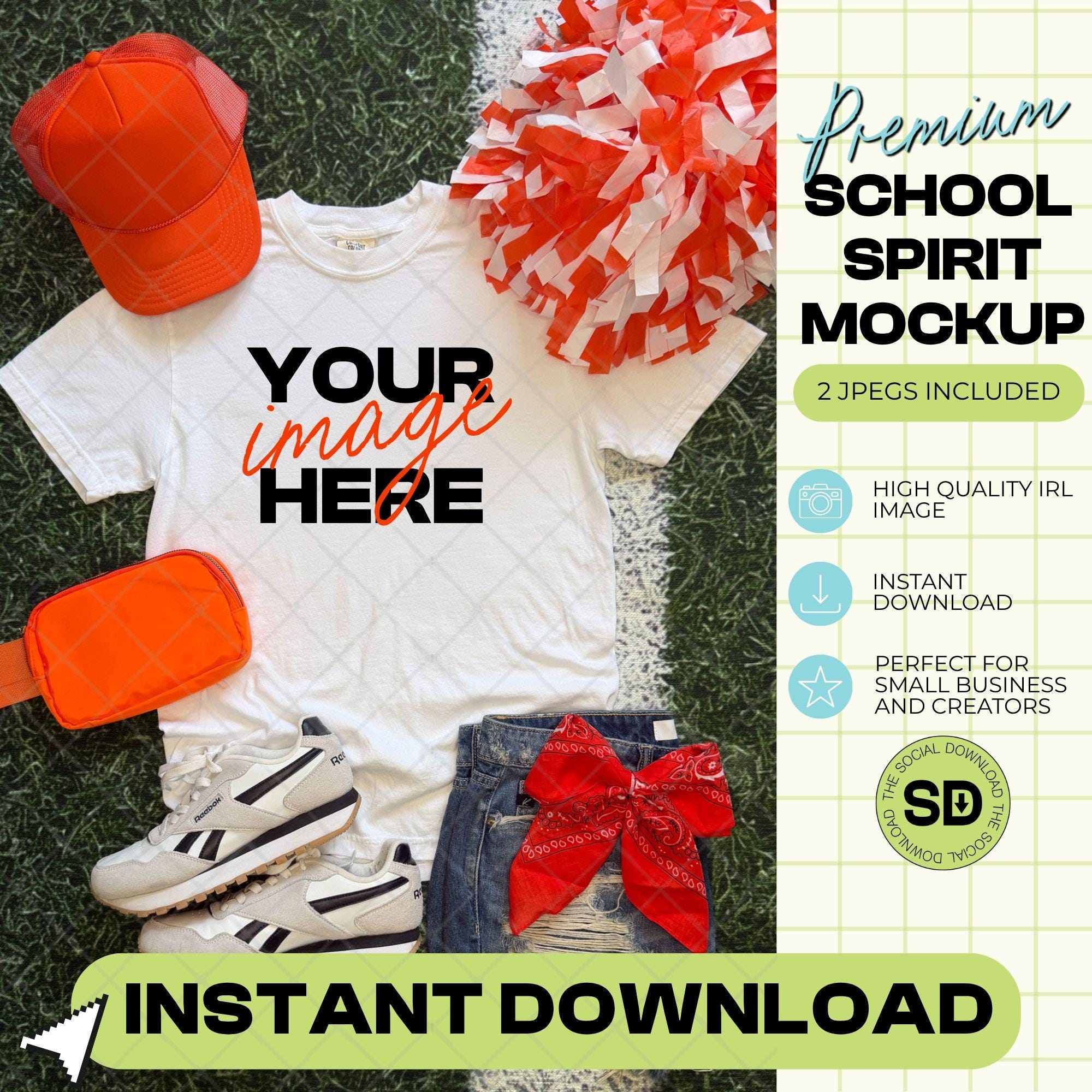 1717 Comfort Colors White Mock Up- Orange School Spirit Accessories (1717-CC-White-GSW-Orange)