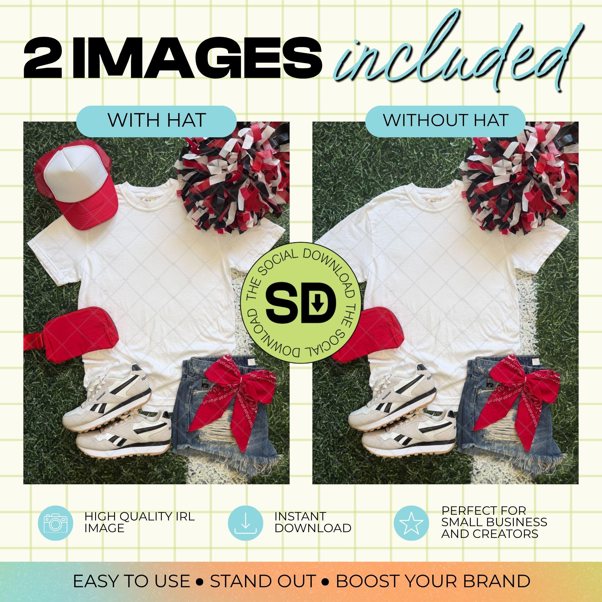 1717 Comfort Colors White Mock Up- Red School Spirit Accessories (1717-CC-White-GSW-Red)