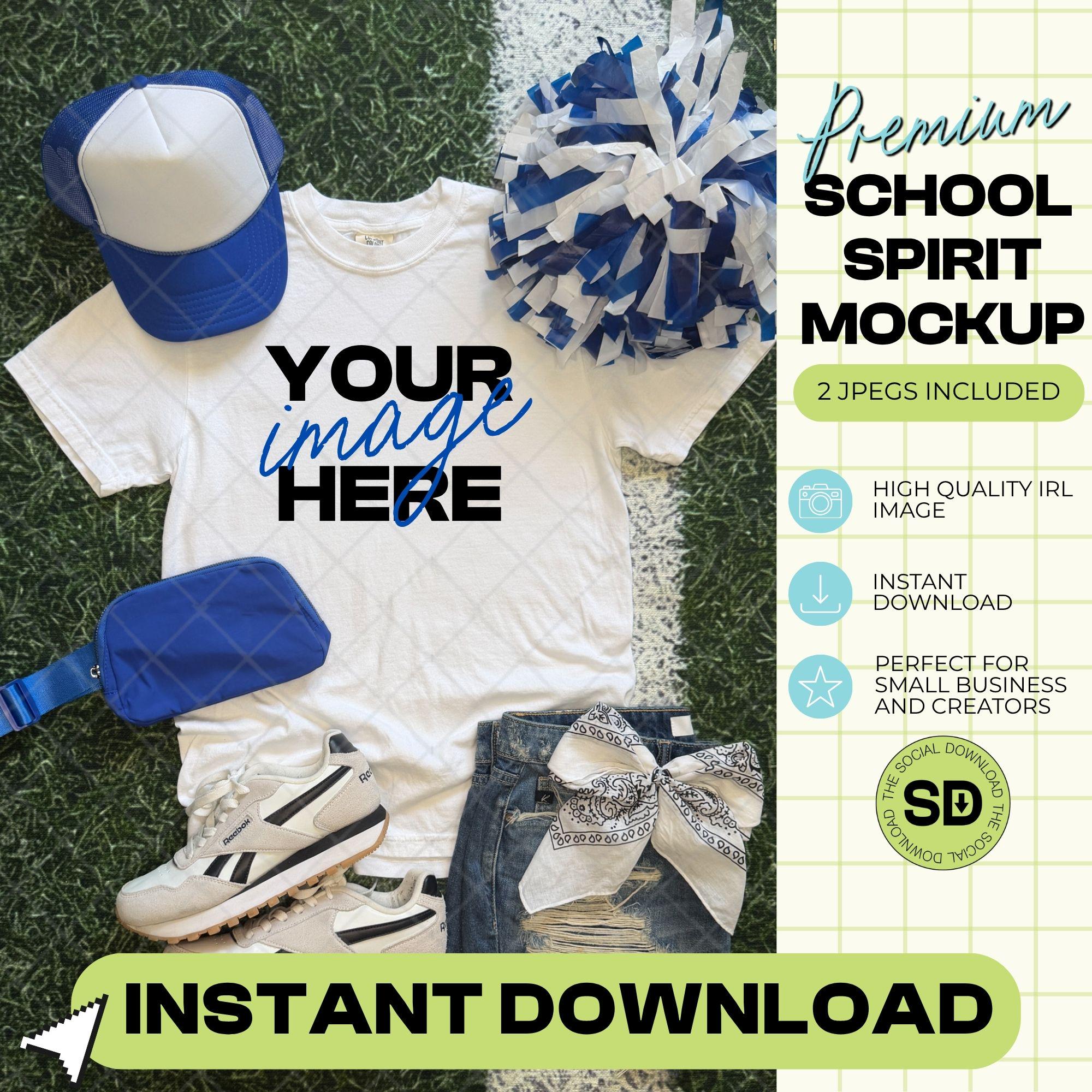 1717 Comfort Colors White Mock Up- Royal School Spirit Accessories (1717-CC-White-GSW-Royal)