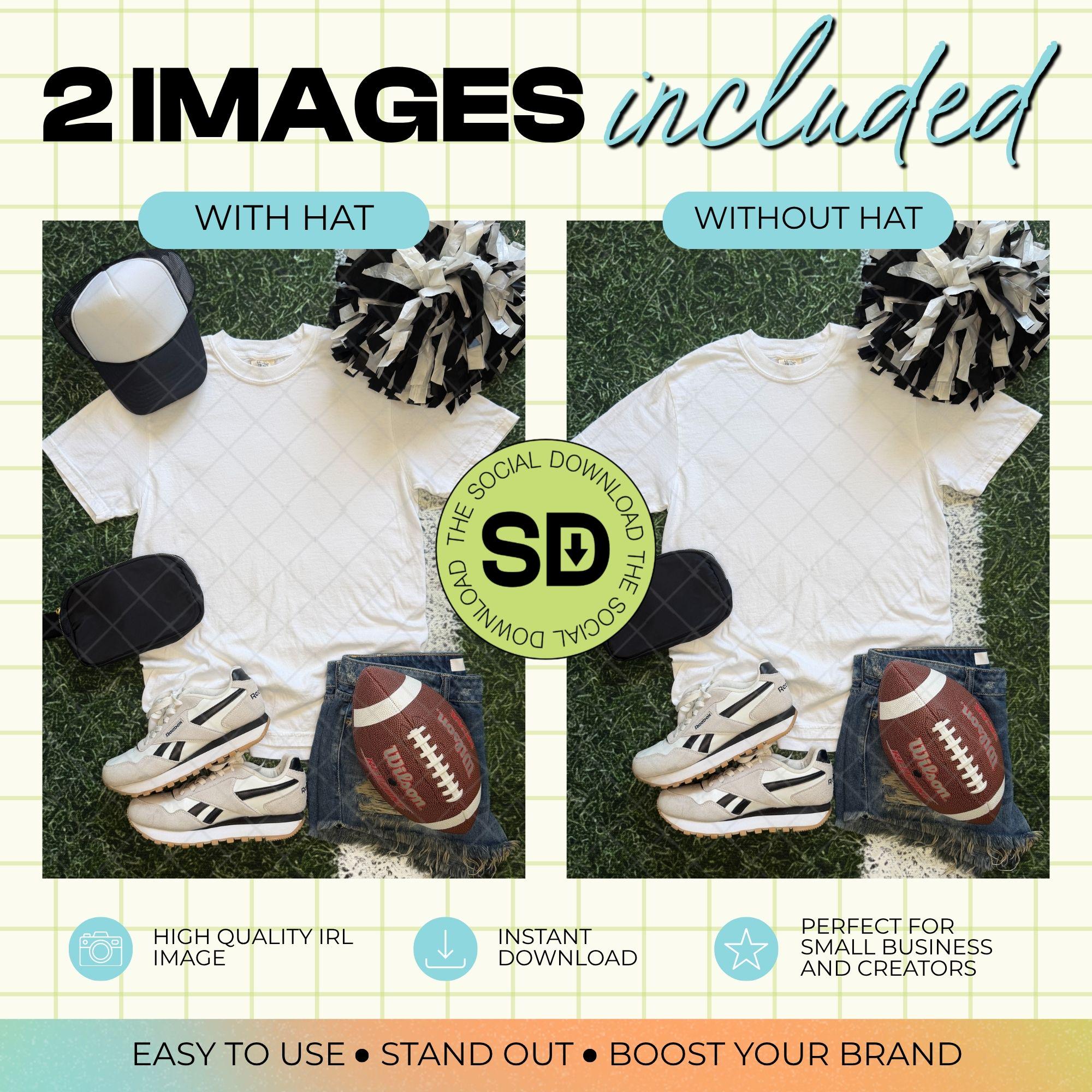 1717 Comfort Colors White Football Mock Up- Black School Spirit Accessories (1717-CC-White-FB-Black)