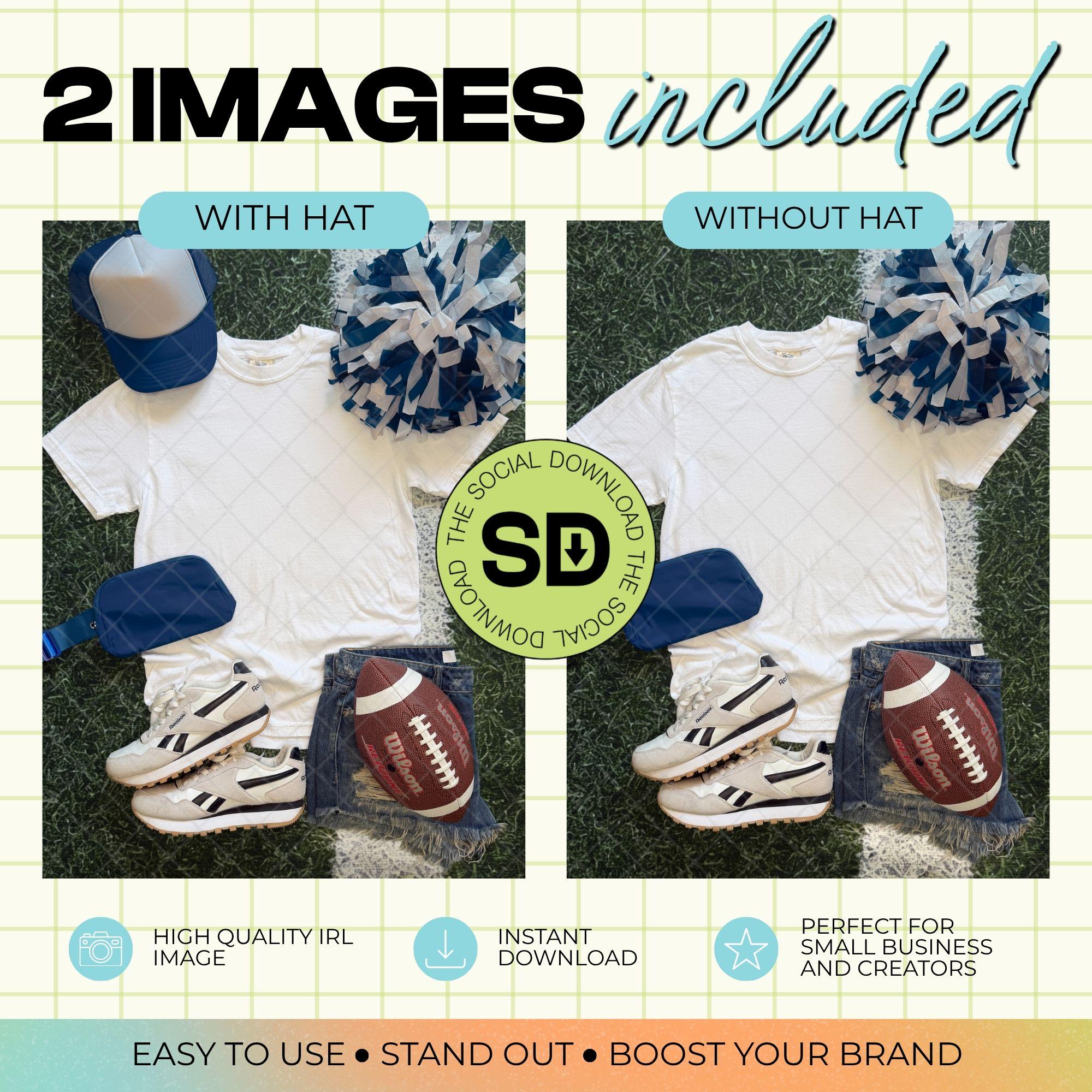 1717 Comfort Colors White Football Mock Up- Navy School Spirit Accessories (1717-CC-White-FB-Navy)