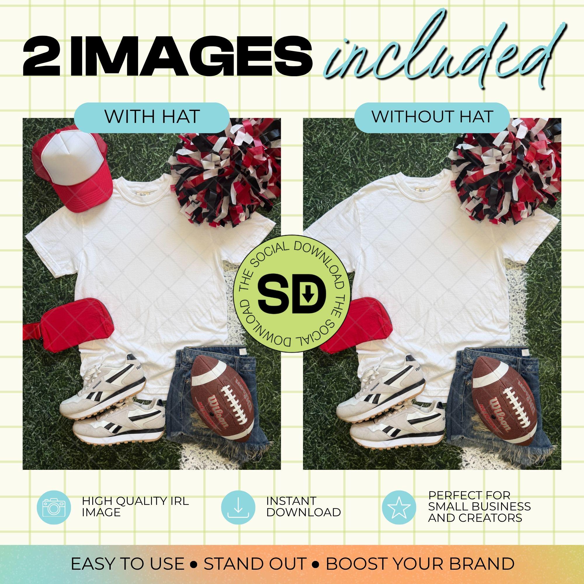 1717 Comfort Colors White Football Mock Up- Red School Spirit Accessories (1717-CC-White-FB-Red)