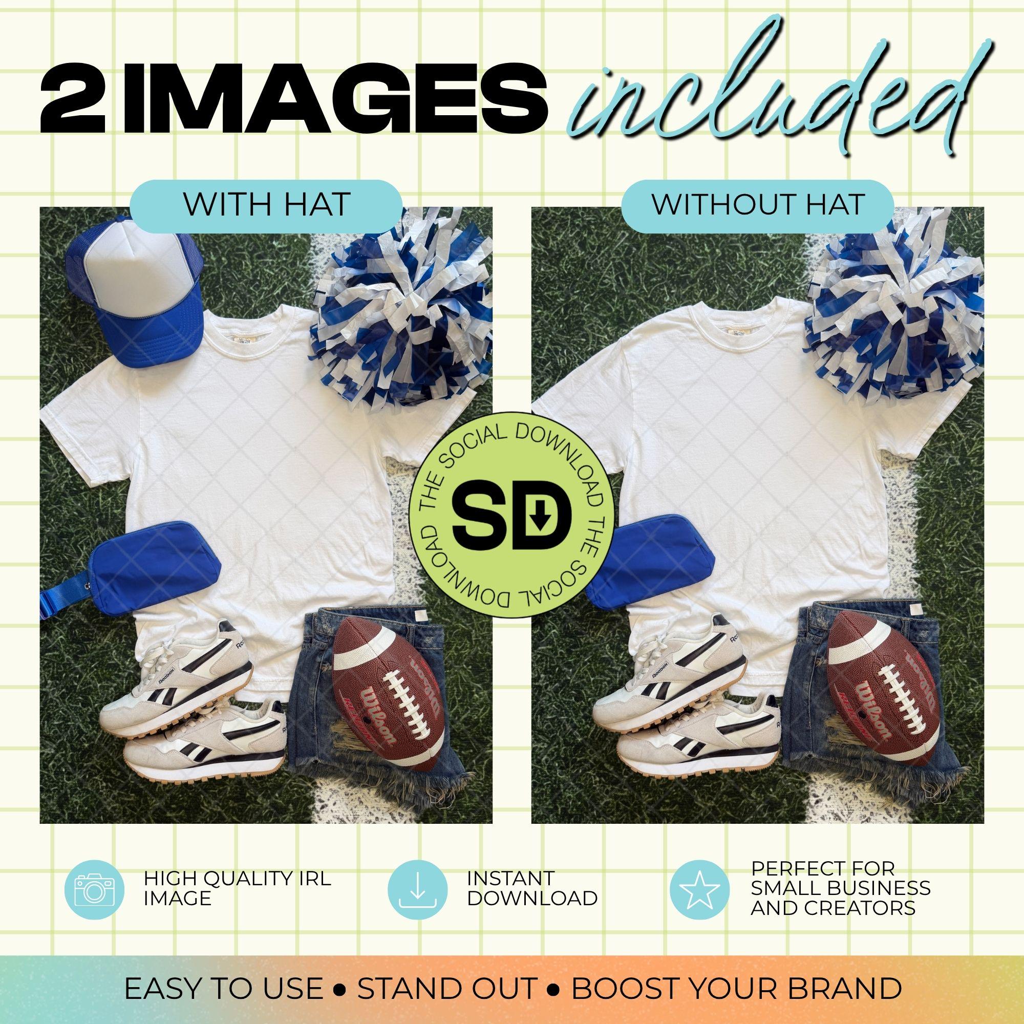 1717 Comfort Colors White Football Mock Up- Royal School Spirit Accessories (1717-CC-White-FB-Royal)