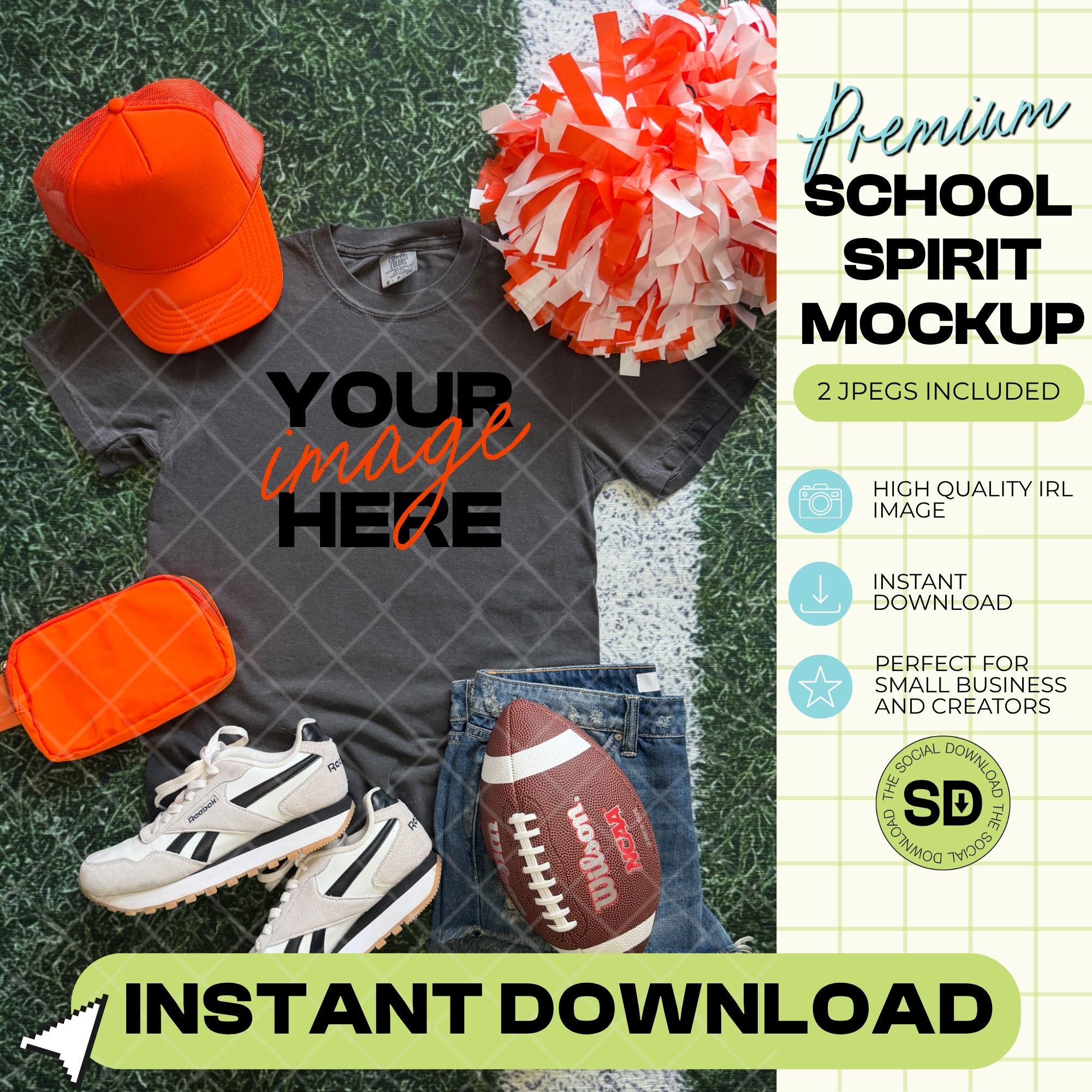 1717 Comfort Colors Pepper Football Mock Up- Orange School Spirit Accessories (1717-CC-Pepper-FB-Orange)
