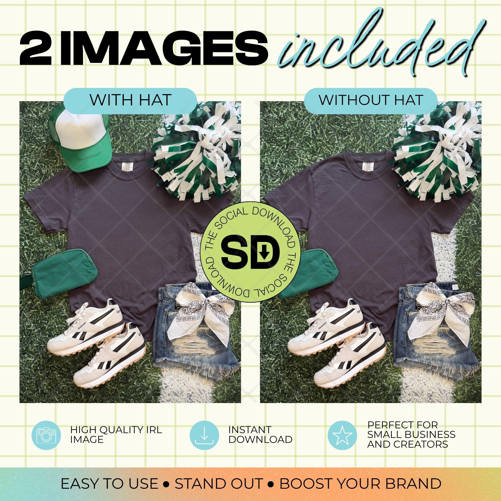 1717 Comfort Colors Graphite Mock Up- Kelly School Spirit Accessories (1717-CC-Graphite-GSW-Kelly)