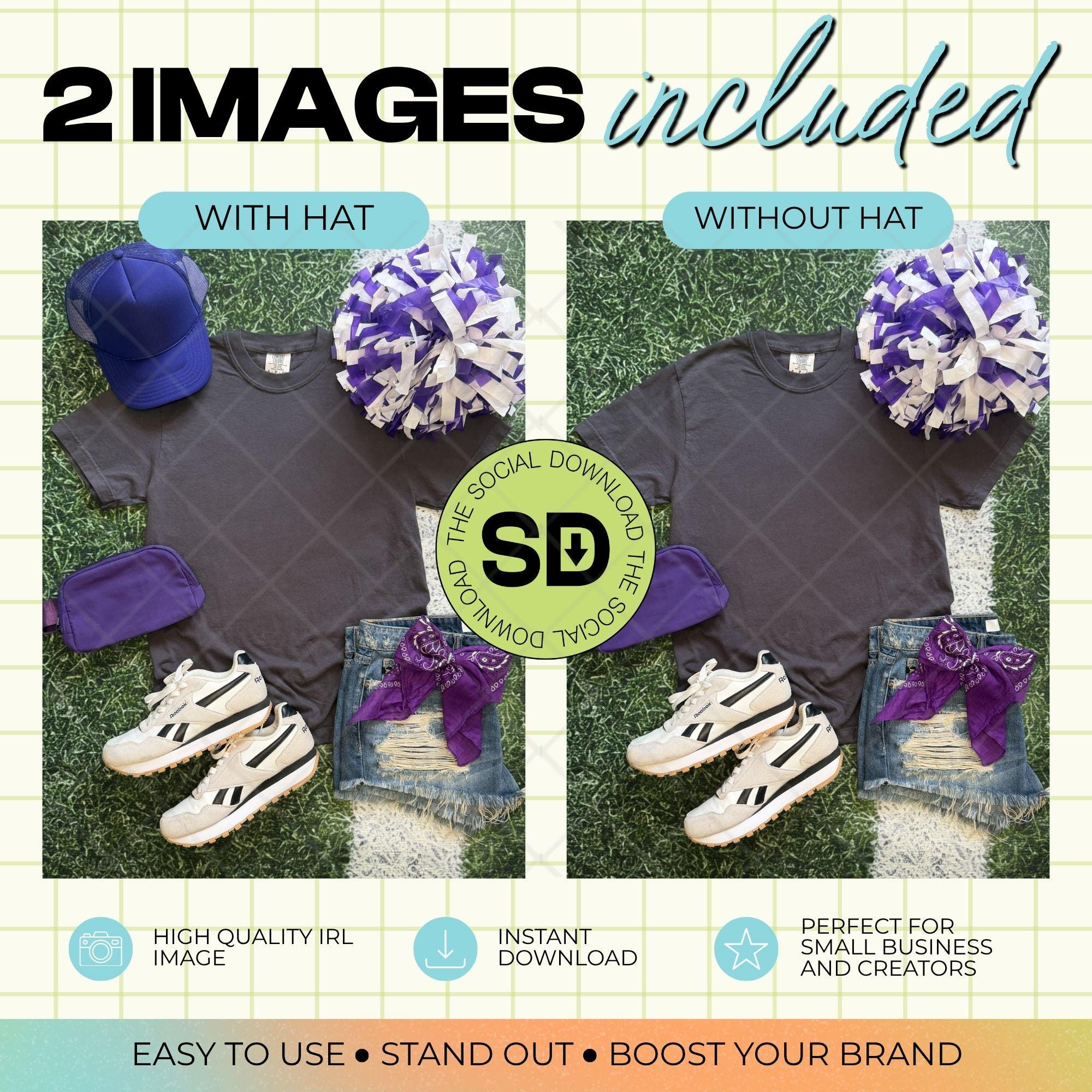 1717 Comfort Colors Graphite Mock Up- Purple School Spirit Accessories (1717-CC-Graphite-GSW-Purple)