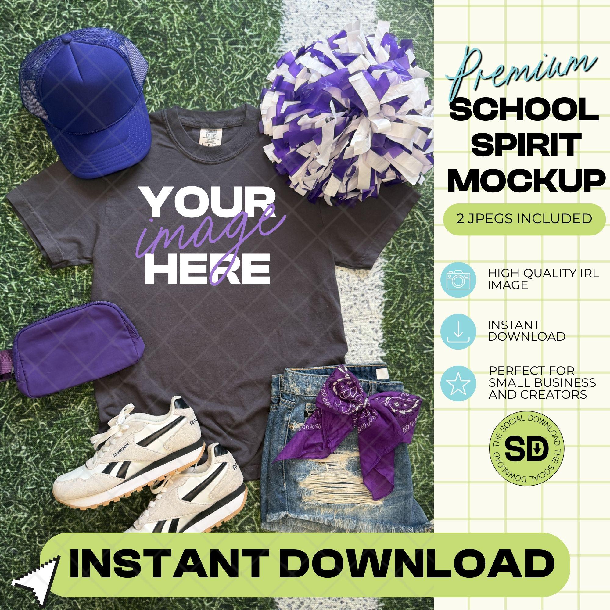 1717 Comfort Colors Graphite Mock Up- Purple School Spirit Accessories (1717-CC-Graphite-GSW-Purple)