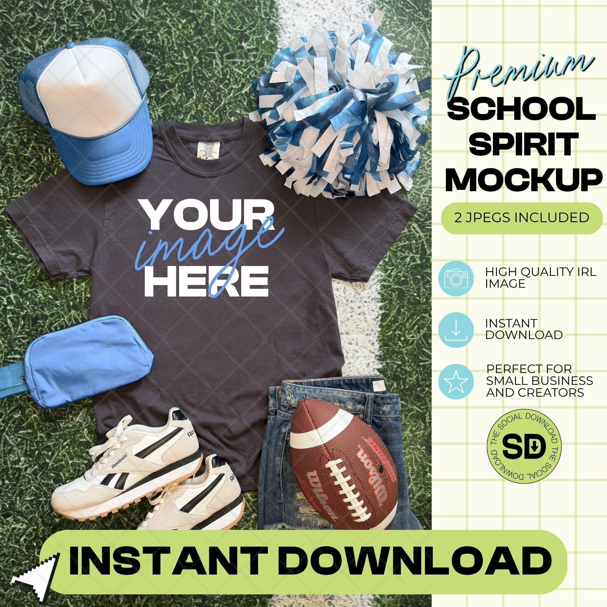 1717 Comfort Colors Graphite Football Mock Up- Columbia School Spirit Accessories (1717-CC-Graphite-FB-Columbia)