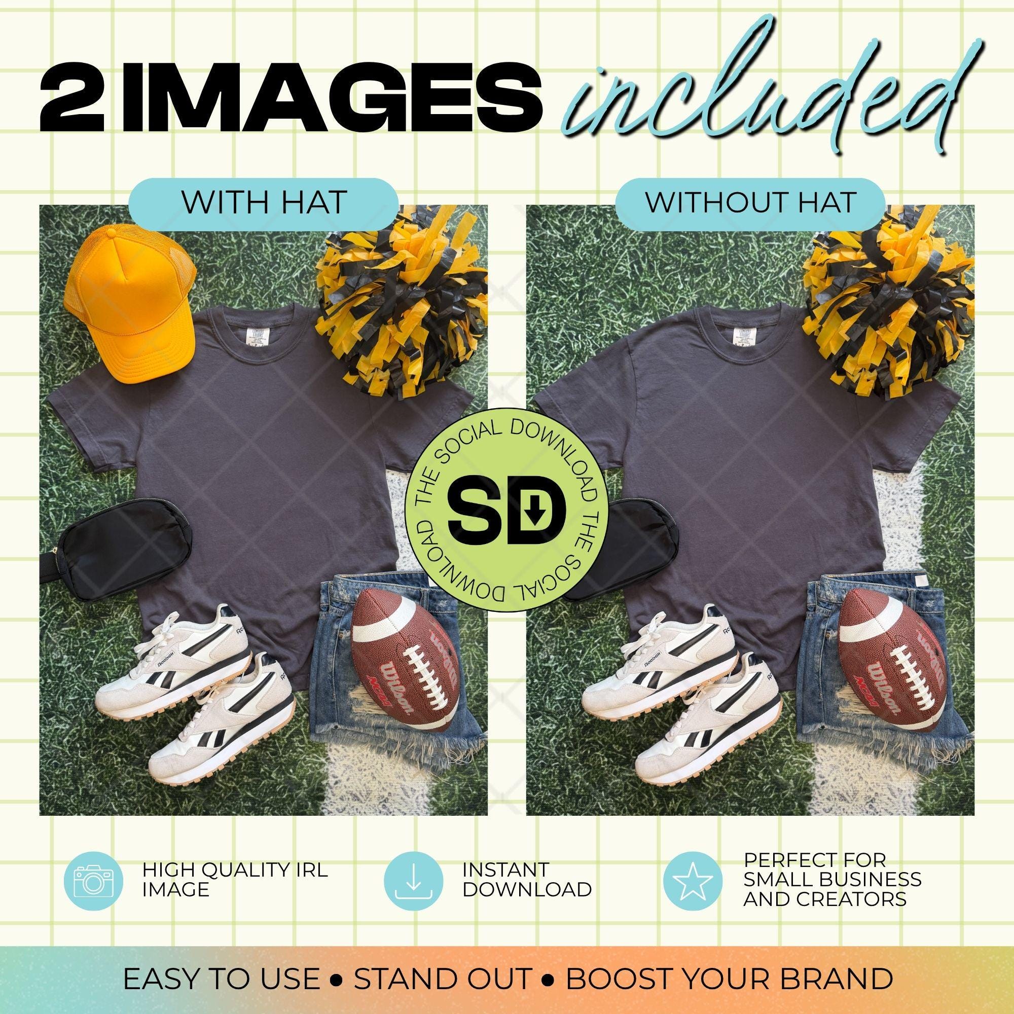 1717 Comfort Colors Graphite Football Mock Up- Gold School Spirit Accessories  (1717-CC-Graphite-FB-Gold)
