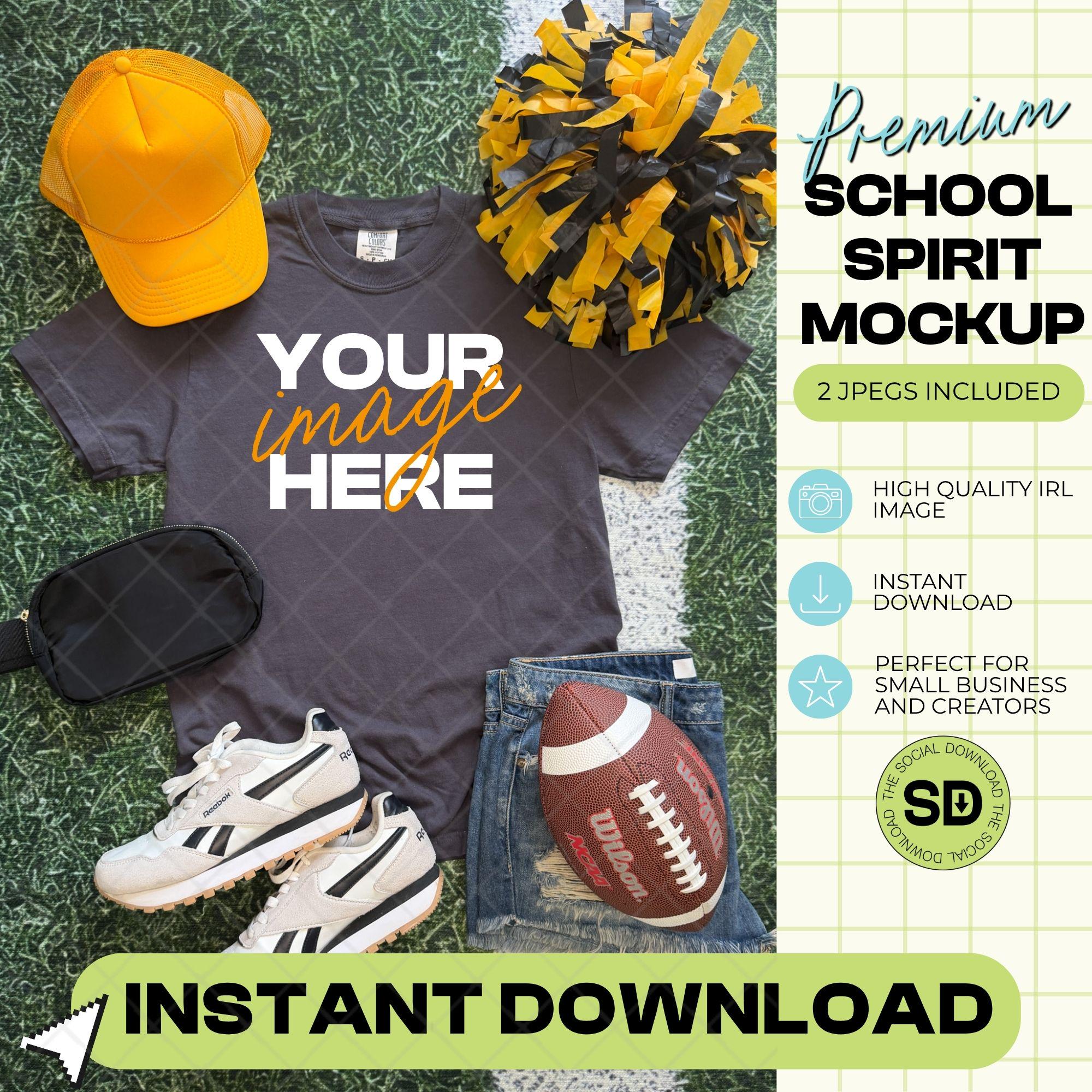 1717 Comfort Colors Graphite Football Mock Up- Gold School Spirit Accessories  (1717-CC-Graphite-FB-Gold)