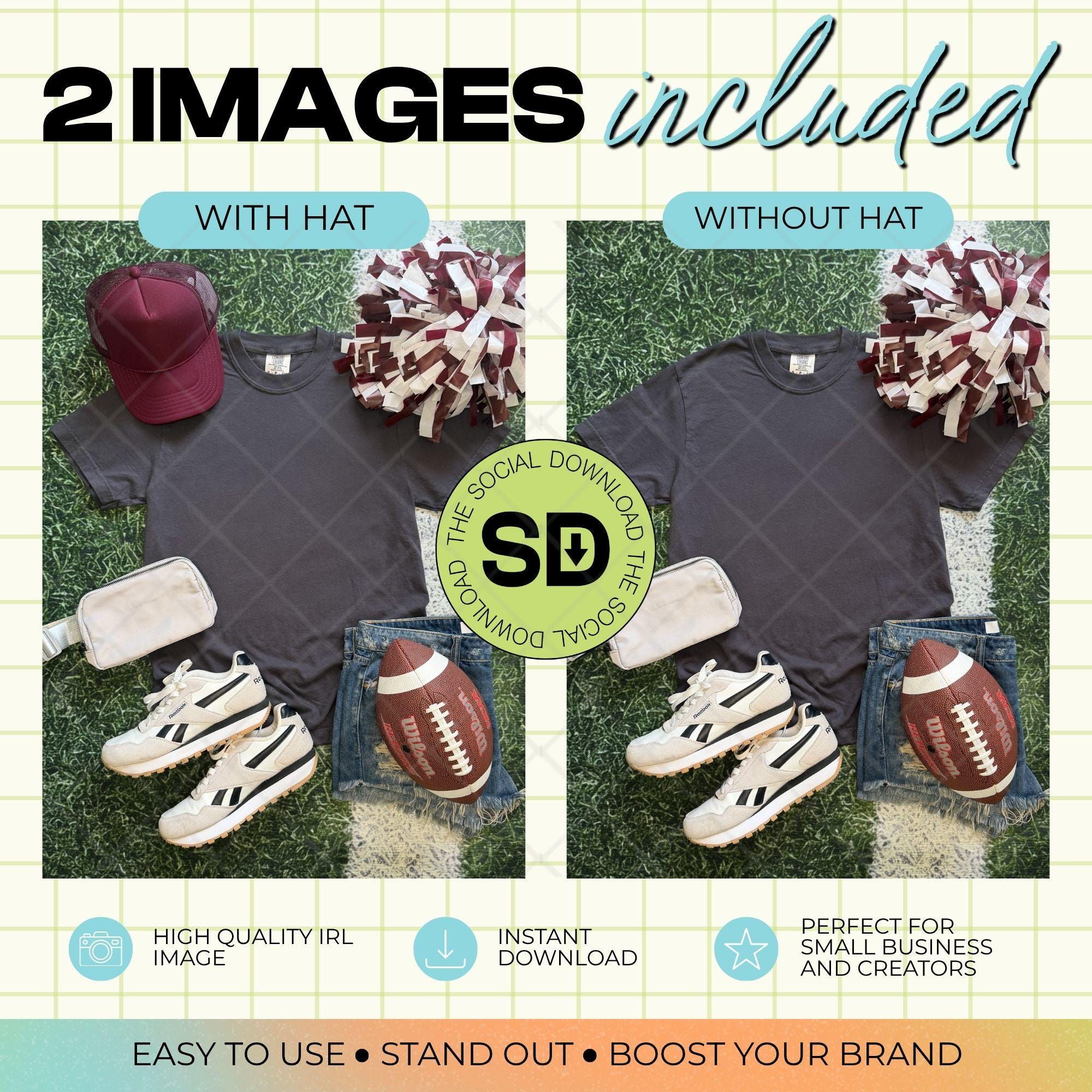 1717 Comfort Colors Graphite Football Mock Up- Maroon School Spirit Accessories (1717-CC-Graphite-FB-Maroon)