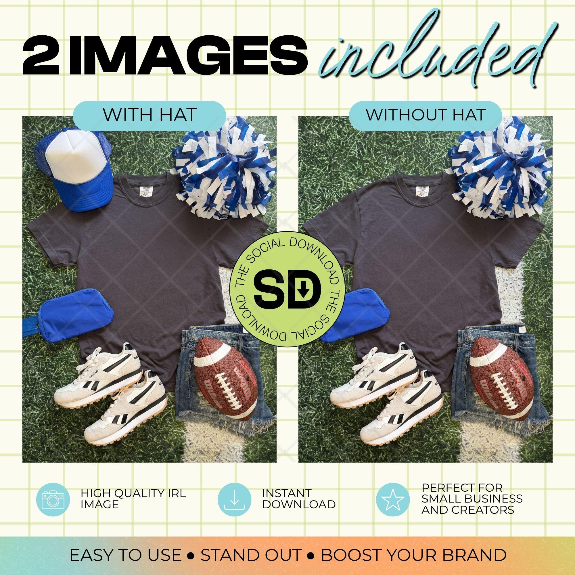 1717 Comfort Colors Graphite Football Mock Up- Red School Spirit Accessories (1717-CC-Graphite-FB-Royal)