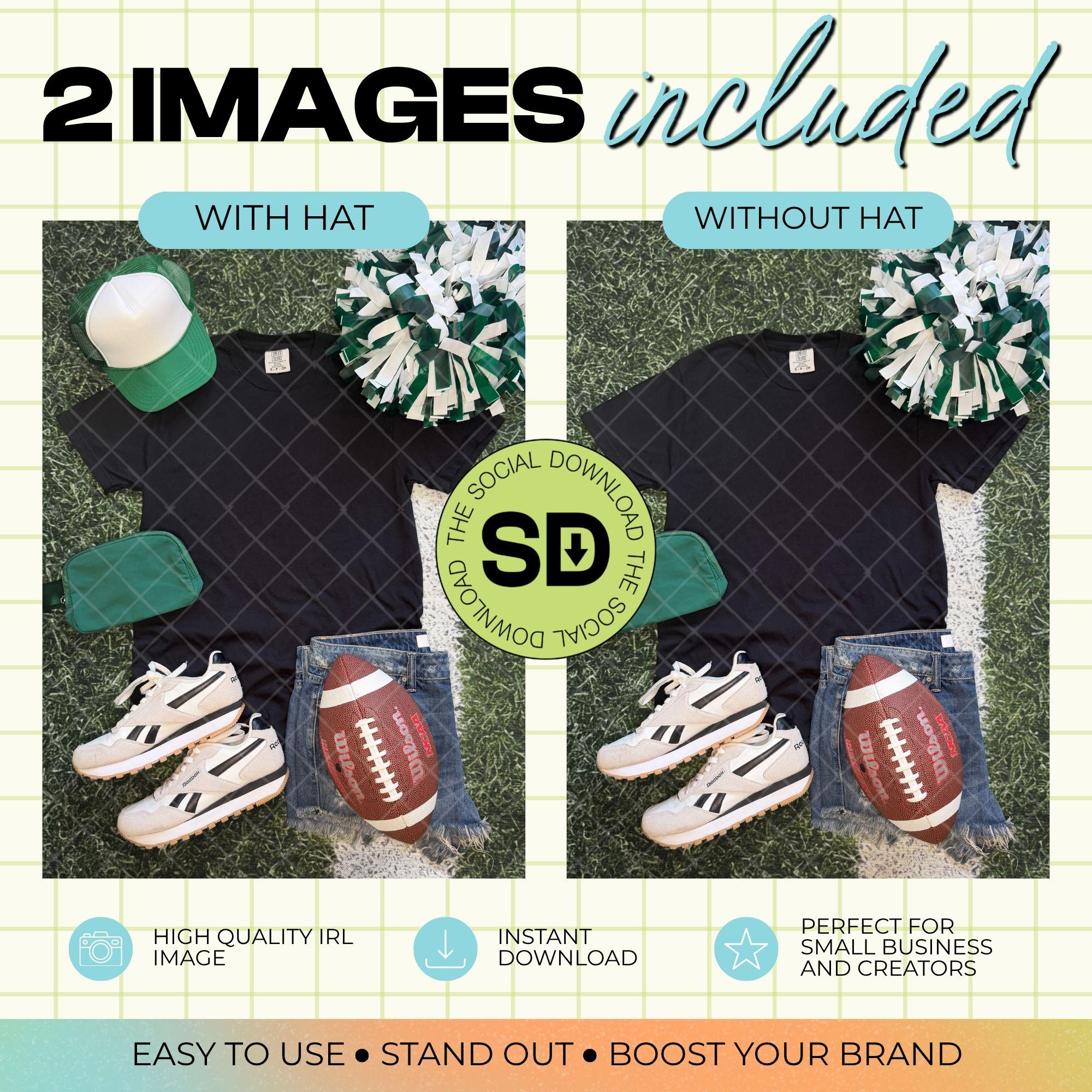 1717 Comfort Colors Black Football Mock Up- Kelly School Spirit Accessories (1717-CC-Black-FB-Kelly)