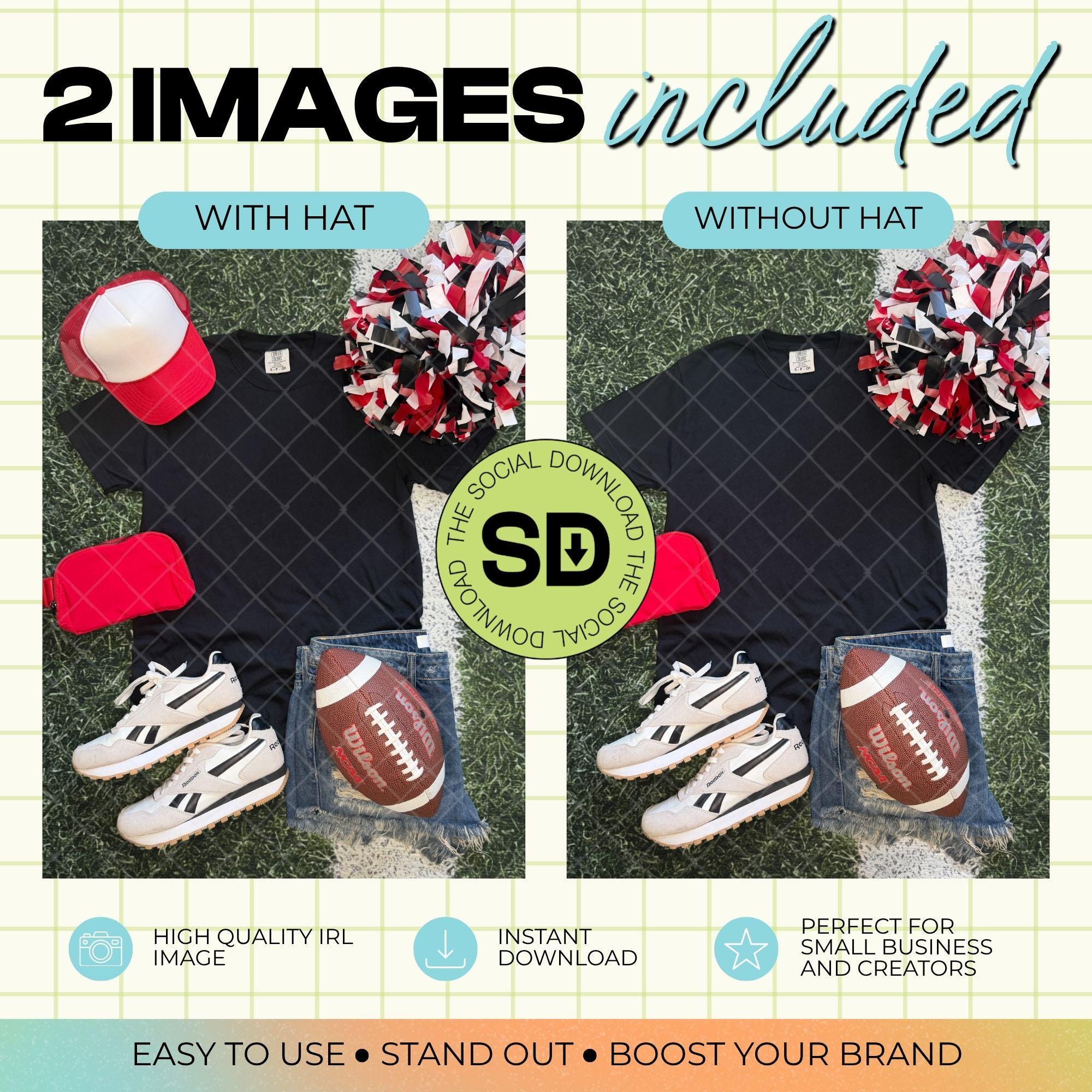 1717 Comfort Colors Black Football Mock Up- Red School Spirit Accessories (1717-CC-Black-FB-Red)
