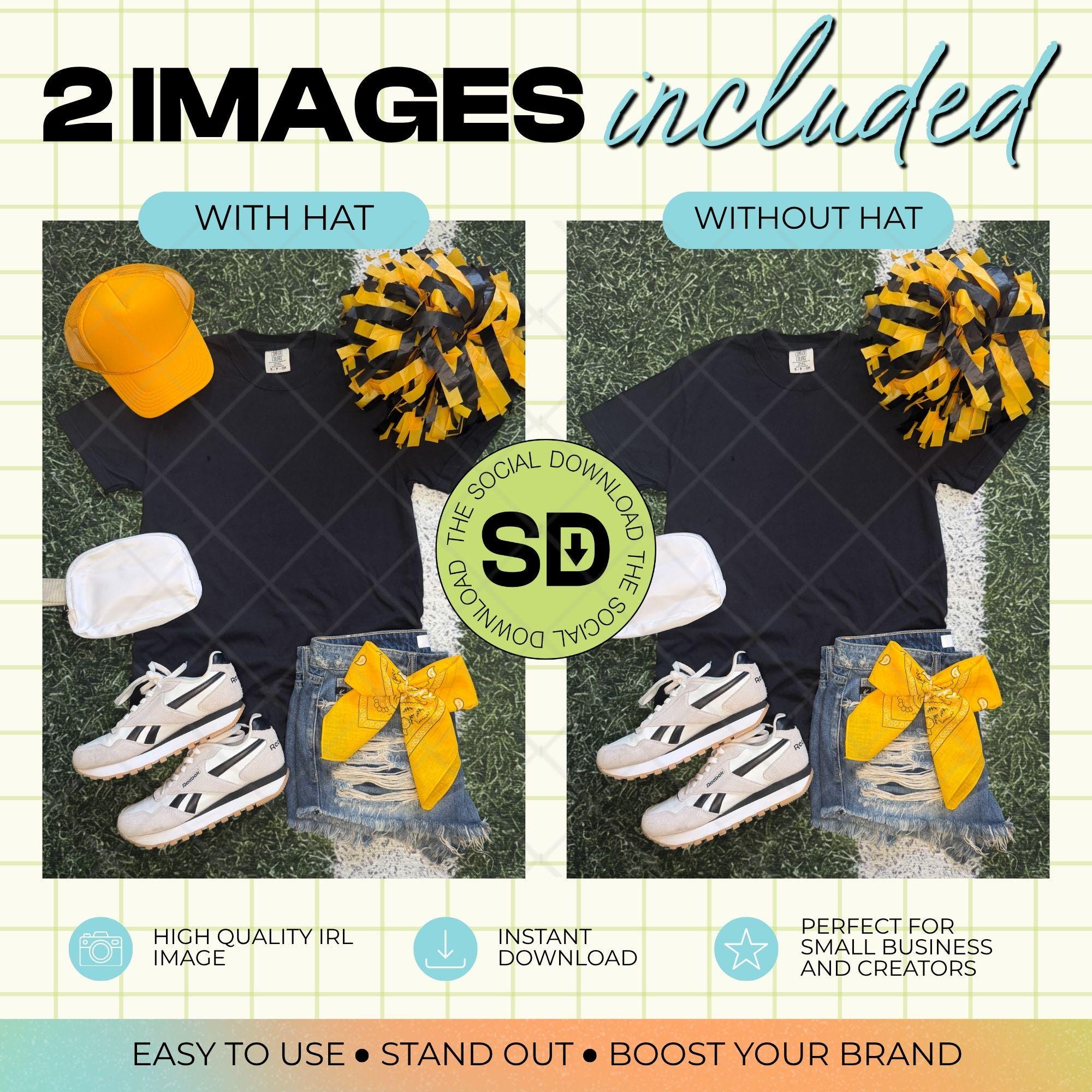 1717 Comfort Colors Graphite Mock Up- Gold School Spirit Accessories (1717-CC-Black-GSW-Gold)