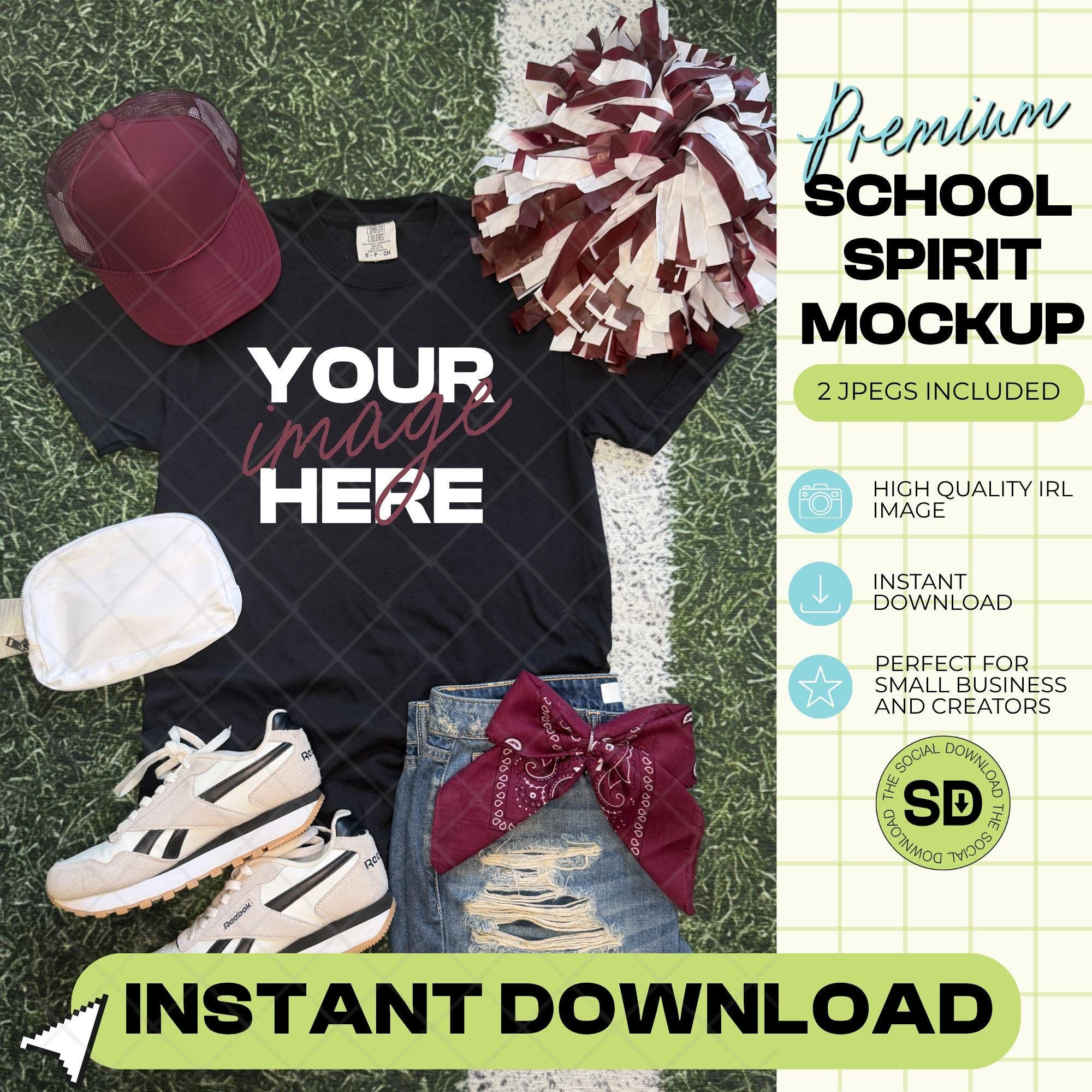 1717 Comfort Colors Black Mock Up- Maroon School Spirit Accessories (1717-CC-Black-GSW-Maroon)