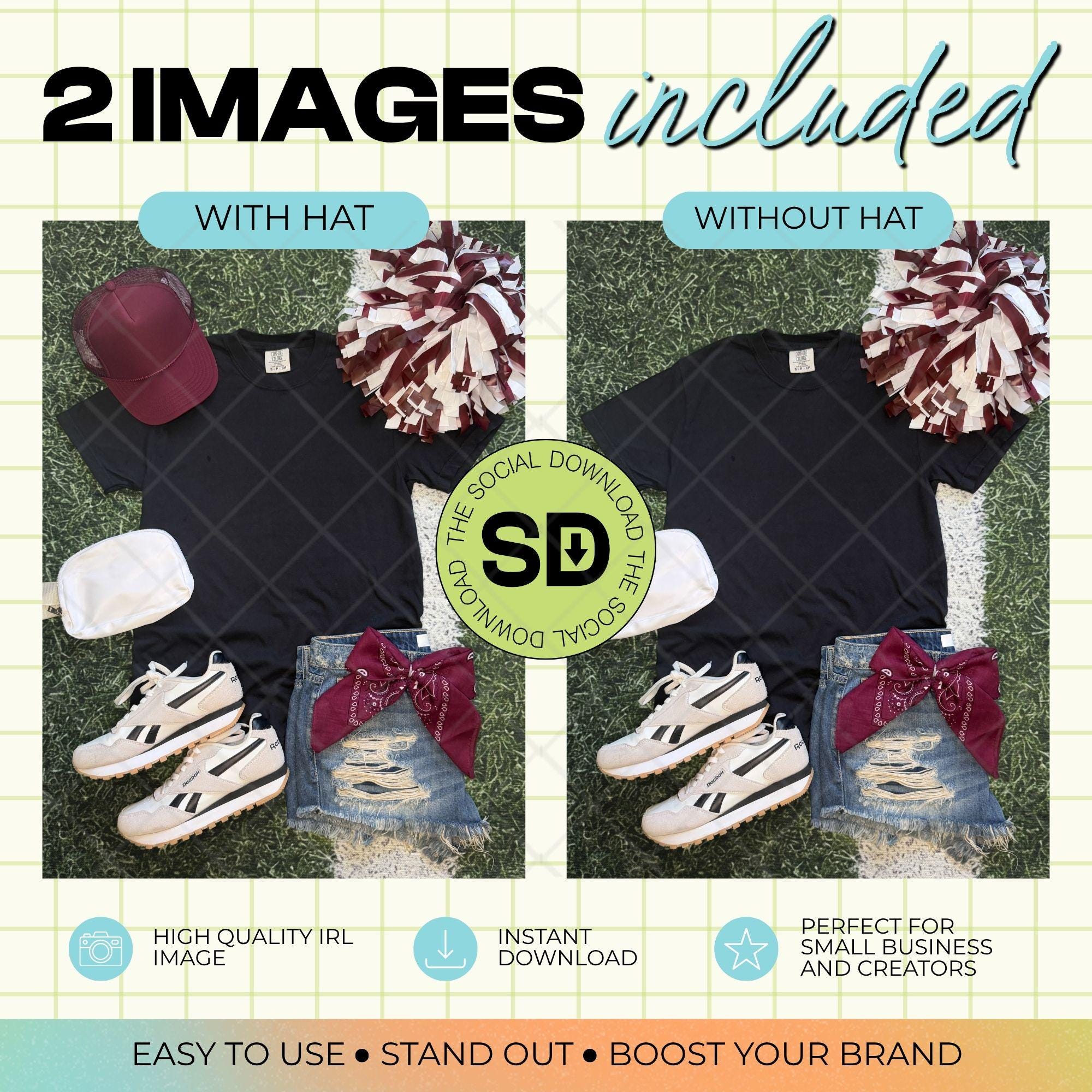 1717 Comfort Colors Black Mock Up- Maroon School Spirit Accessories (1717-CC-Black-GSW-Maroon)
